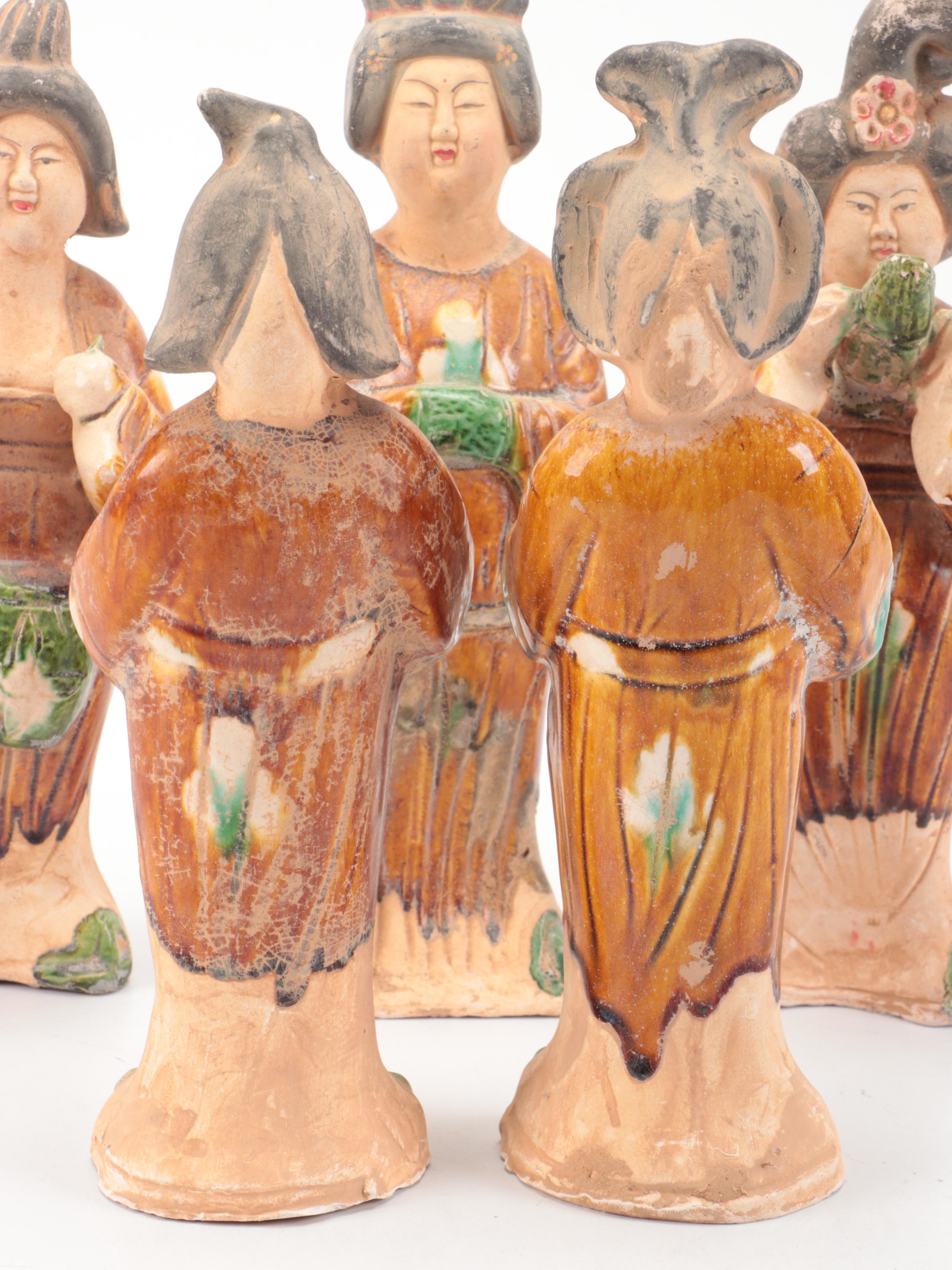 Chinese Tang Style Sancai Female Ceramic Figures