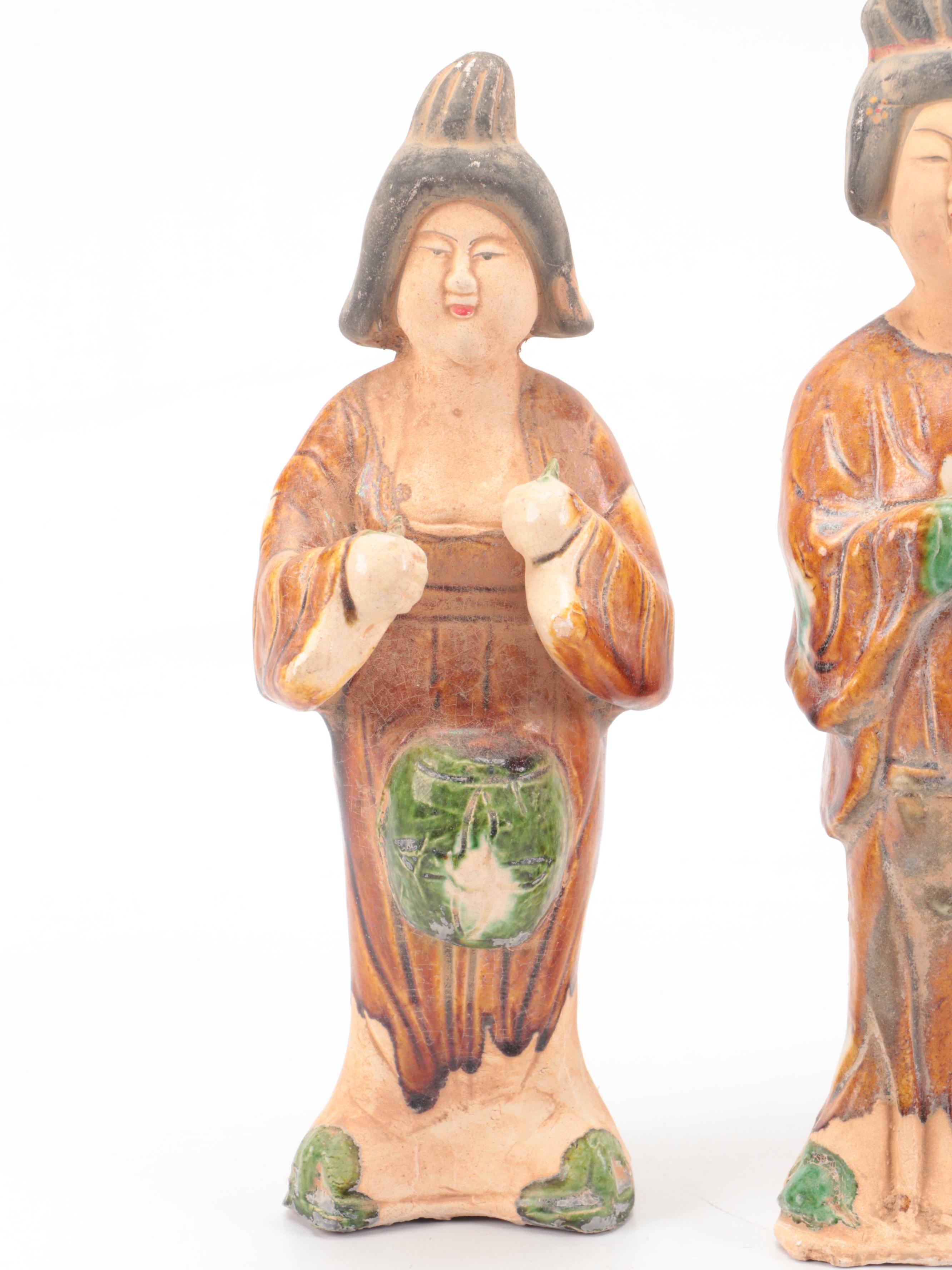 Chinese Tang Style Sancai Female Ceramic Figures