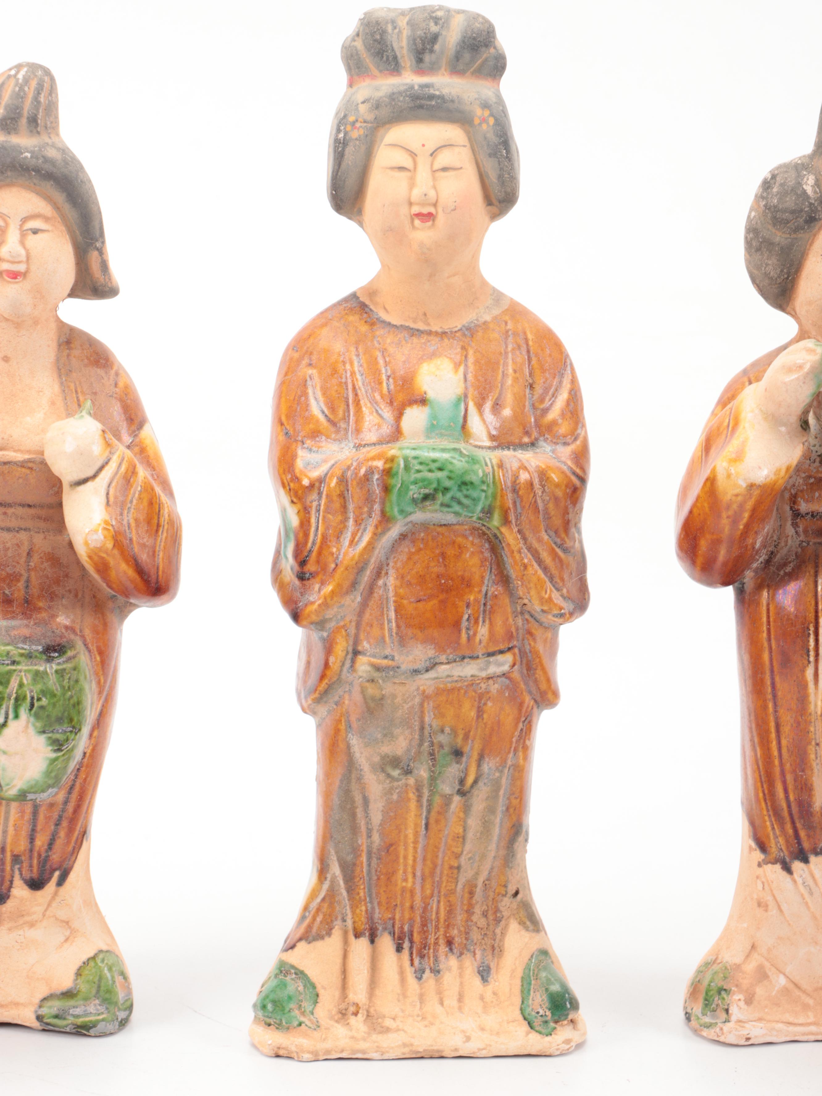 Chinese Tang Style Sancai Female Ceramic Figures