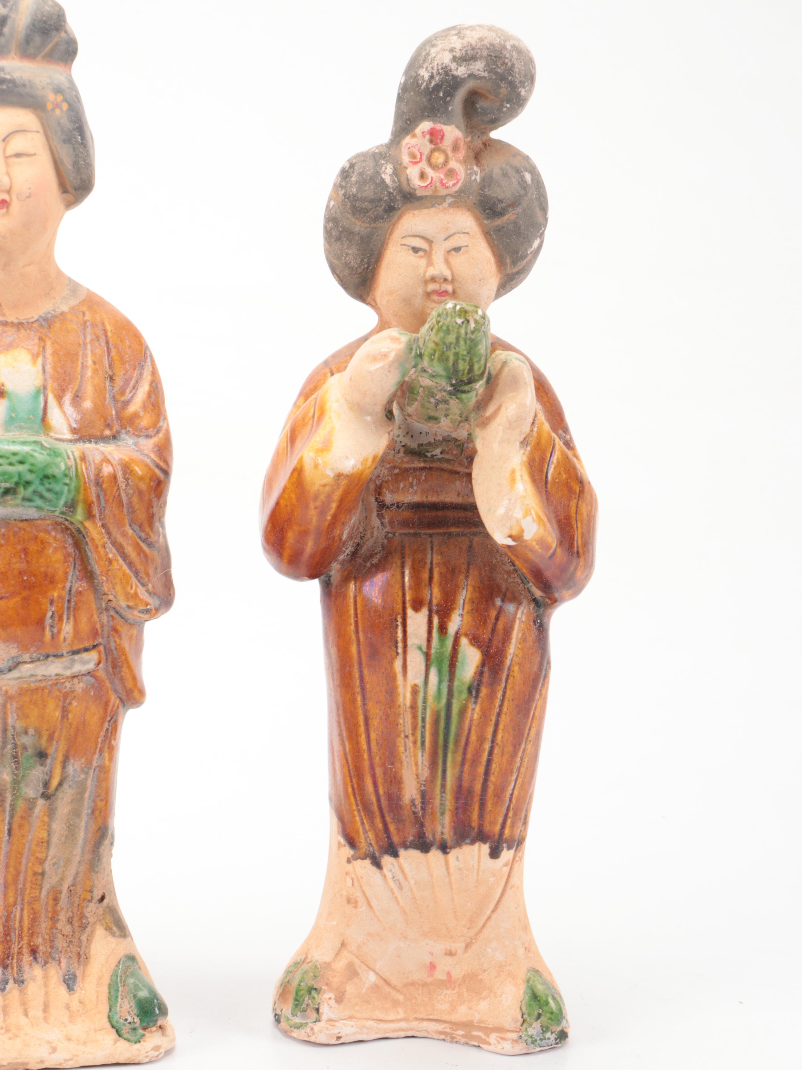 Chinese Tang Style Sancai Female Ceramic Figures