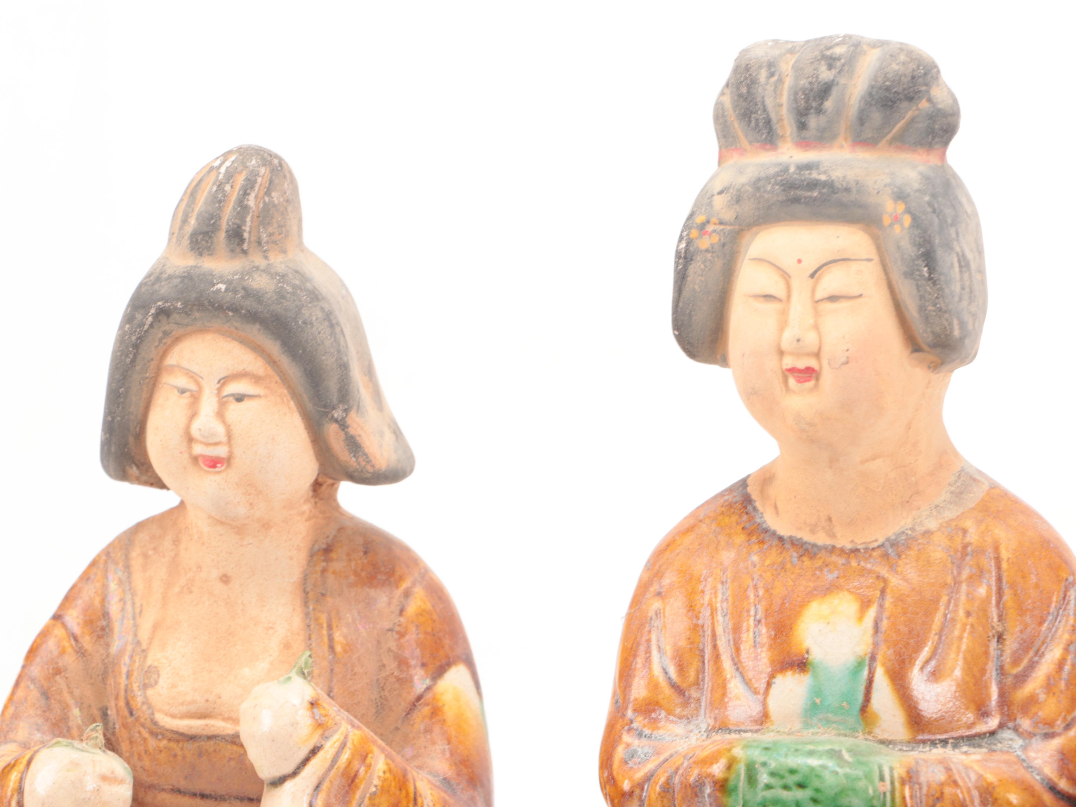 Chinese Tang Style Sancai Female Ceramic Figures
