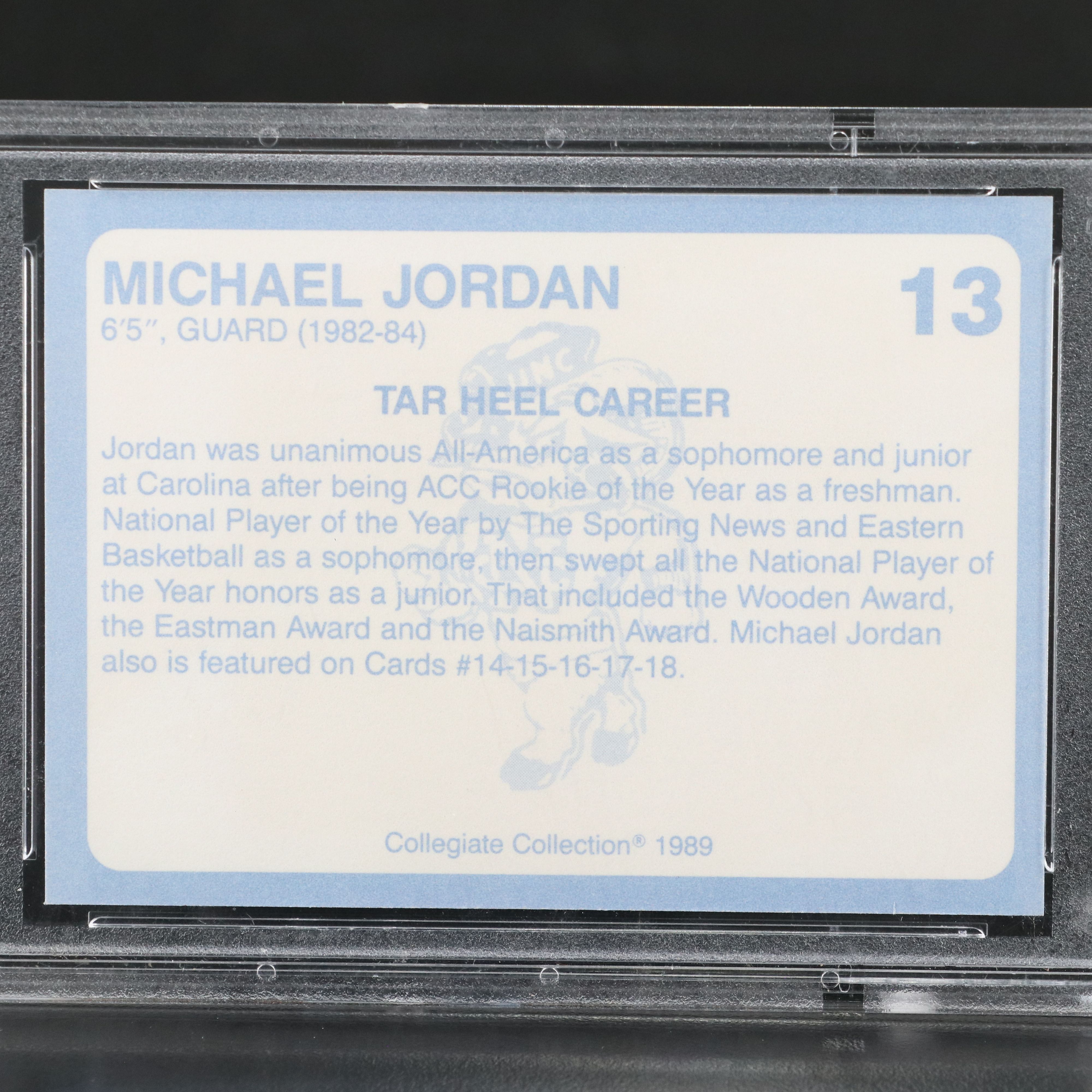 1989 Collegiate Collection Michael Jordan Basketball Card Graded PSA 9