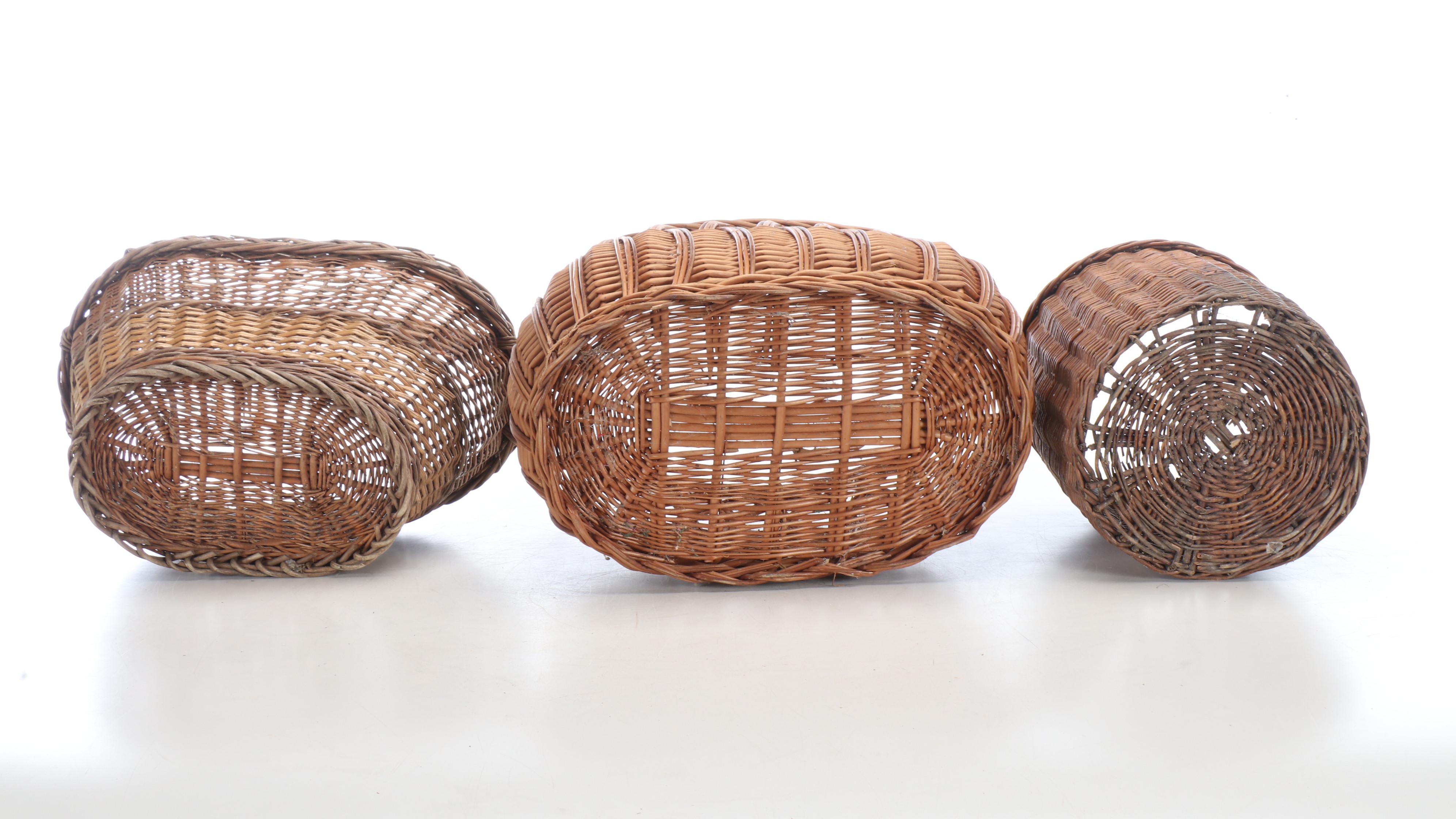 Wicker Woven Gathering and Other Baskets, 20th Century