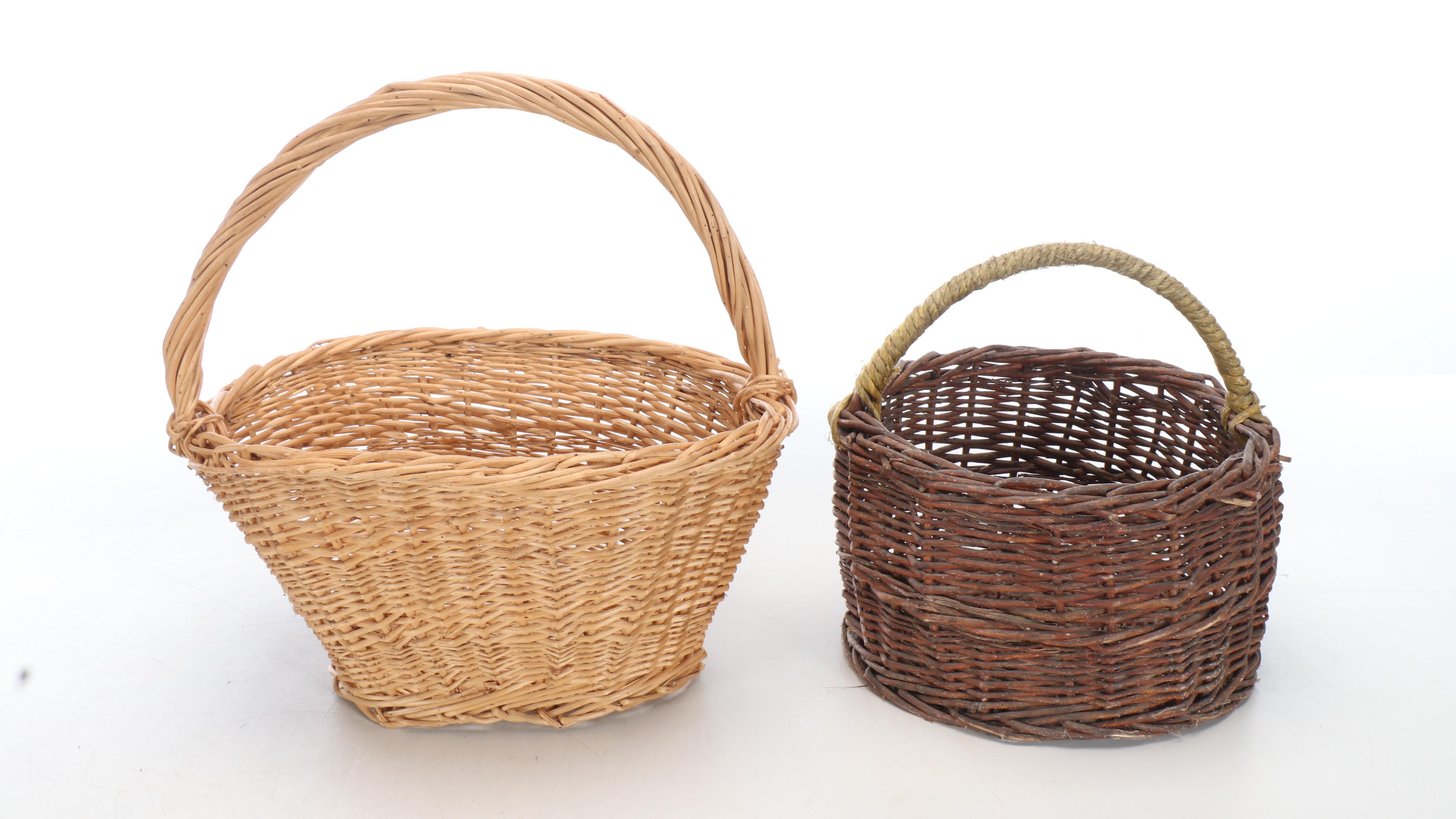Wicker Woven Gathering and Other Baskets, 20th Century