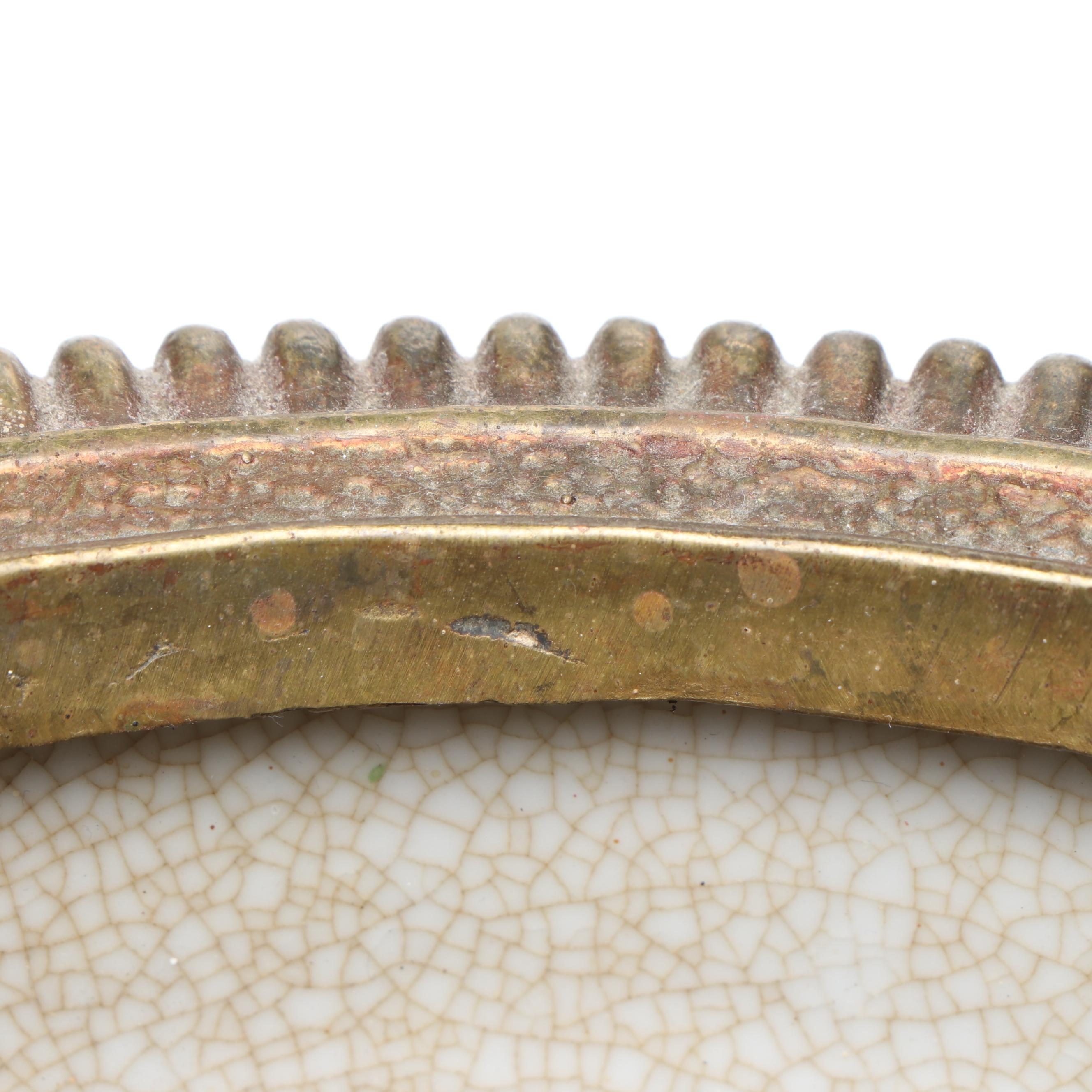 Chinese Ceramic Planters with Brass Rim and Stand