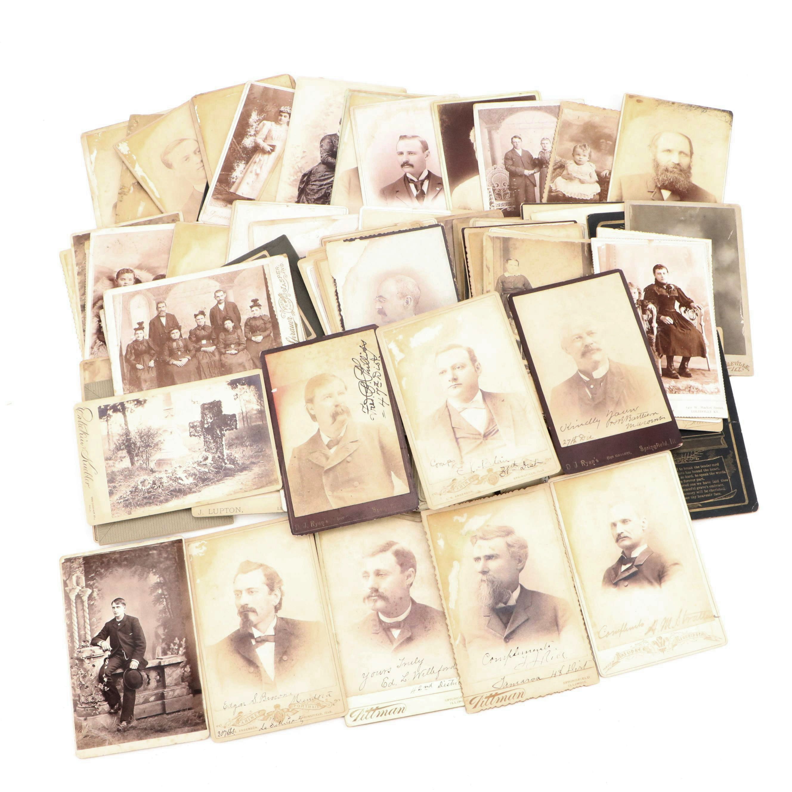 Photographs of Men, Women and Children with Funeral Cards