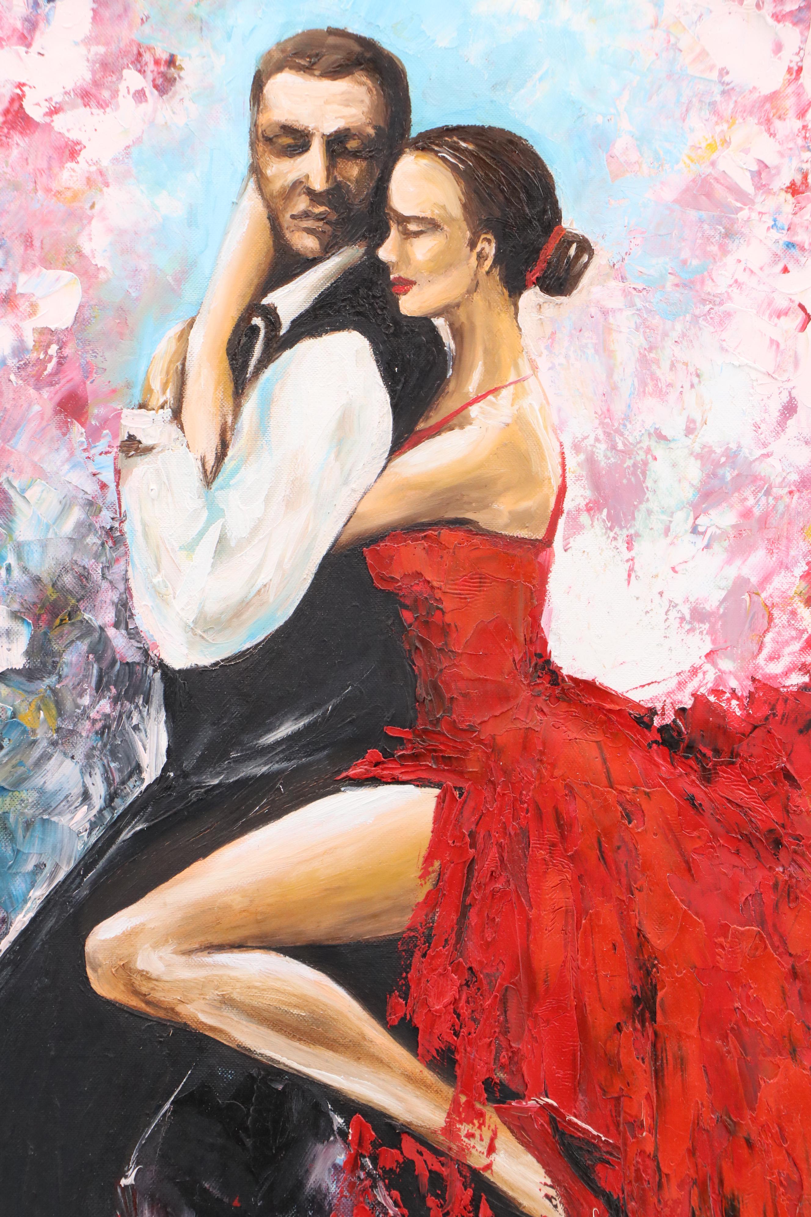 Milena Hristova "Gargovi" Impasto Oil Painting of Couple Dancing, 2014