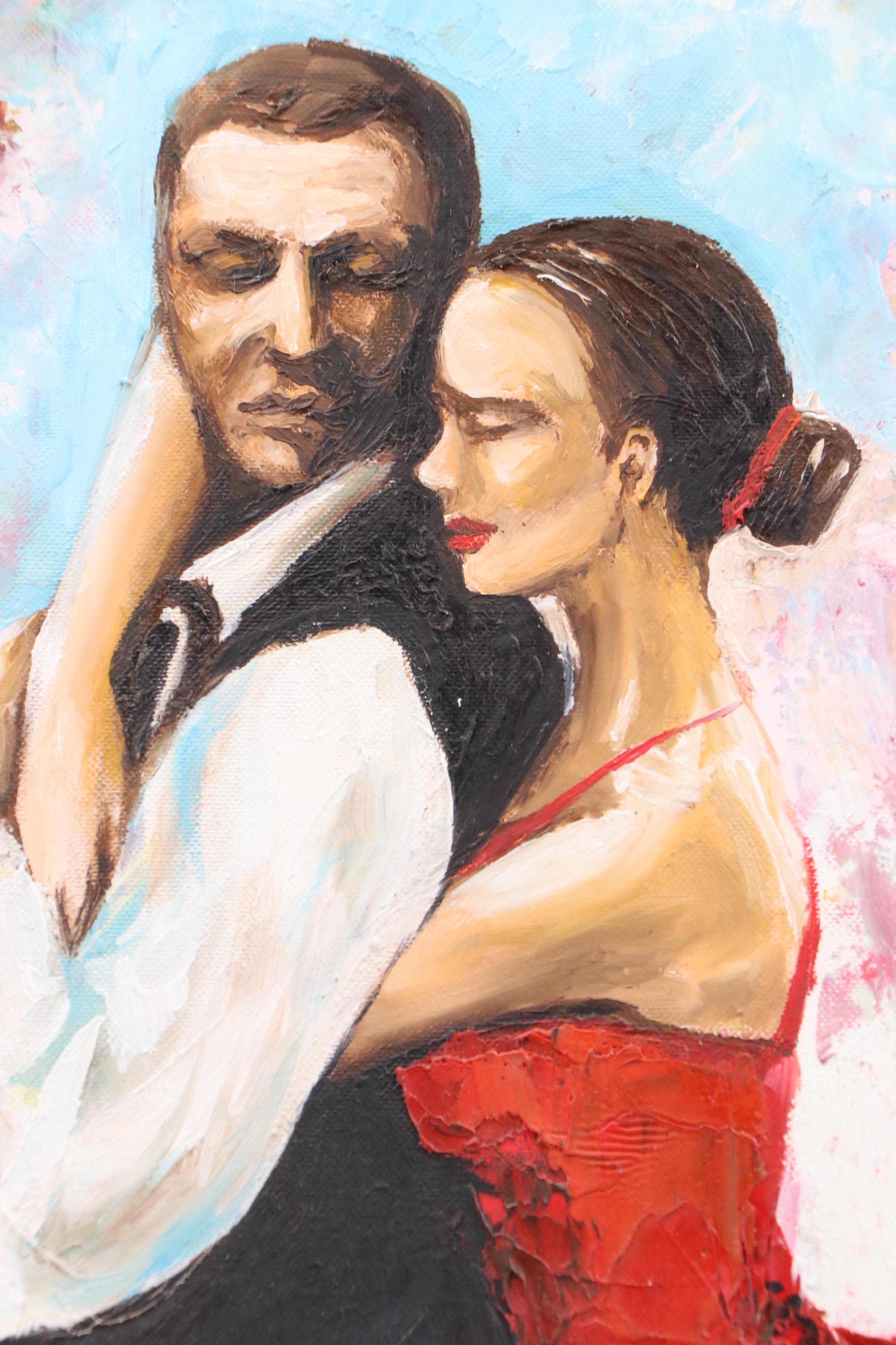 Milena Hristova "Gargovi" Impasto Oil Painting of Couple Dancing, 2014