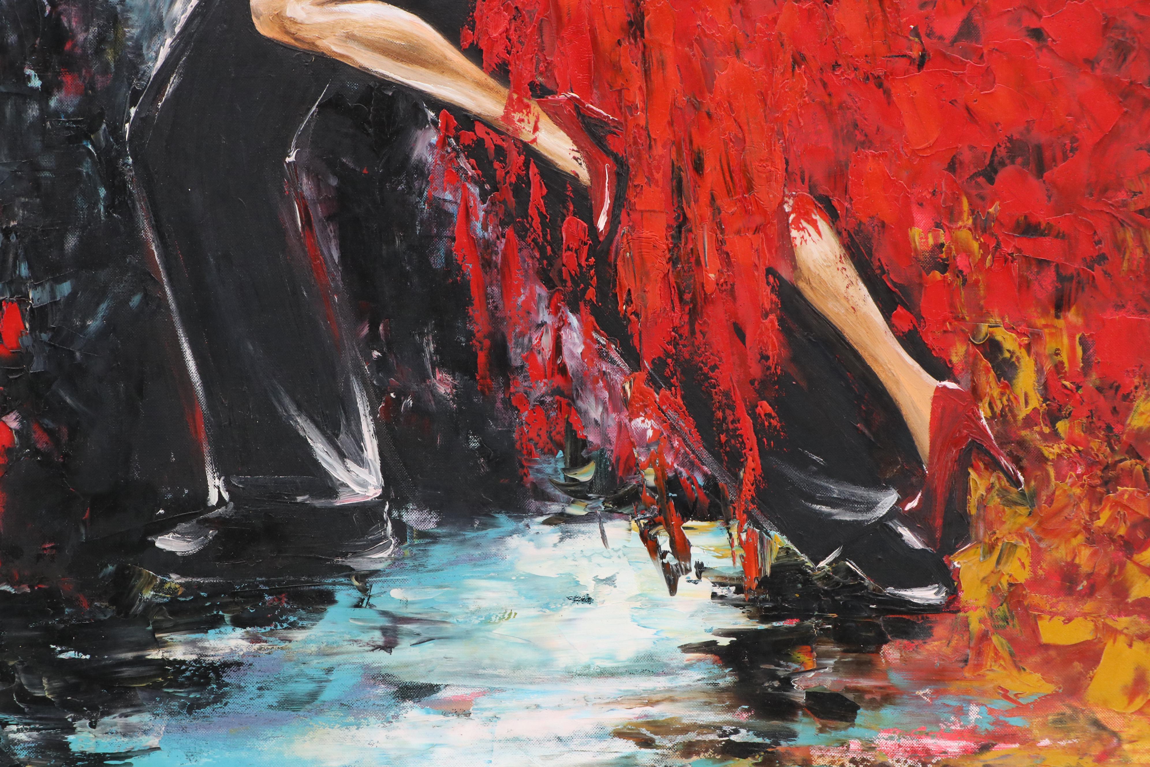 Milena Hristova "Gargovi" Impasto Oil Painting of Couple Dancing, 2014