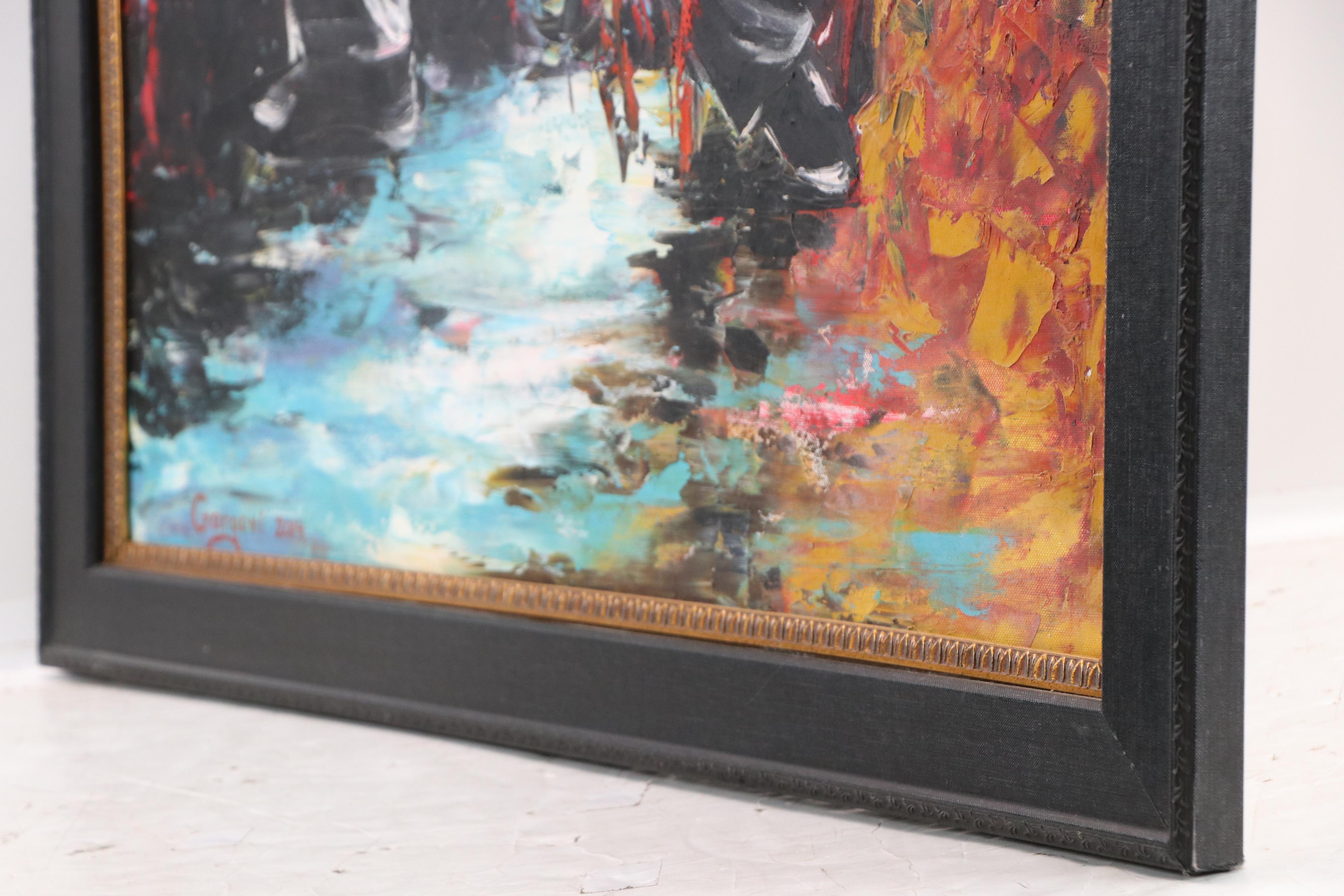 Milena Hristova "Gargovi" Impasto Oil Painting of Couple Dancing, 2014