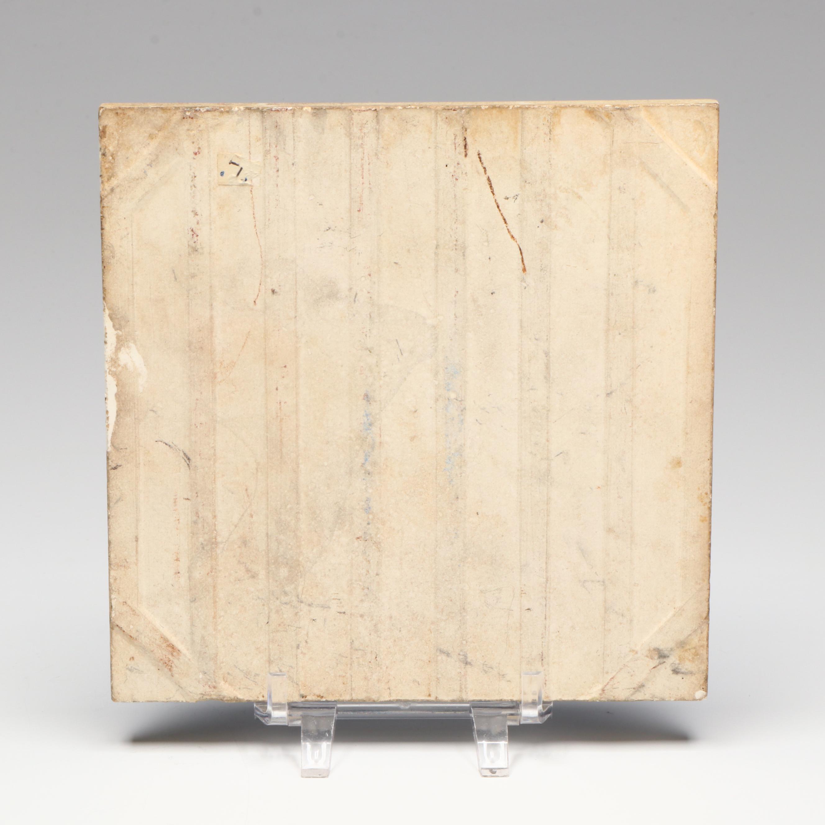 Abram French & Co. Miniature Advertising Plate with Aquatic Transferware Tile