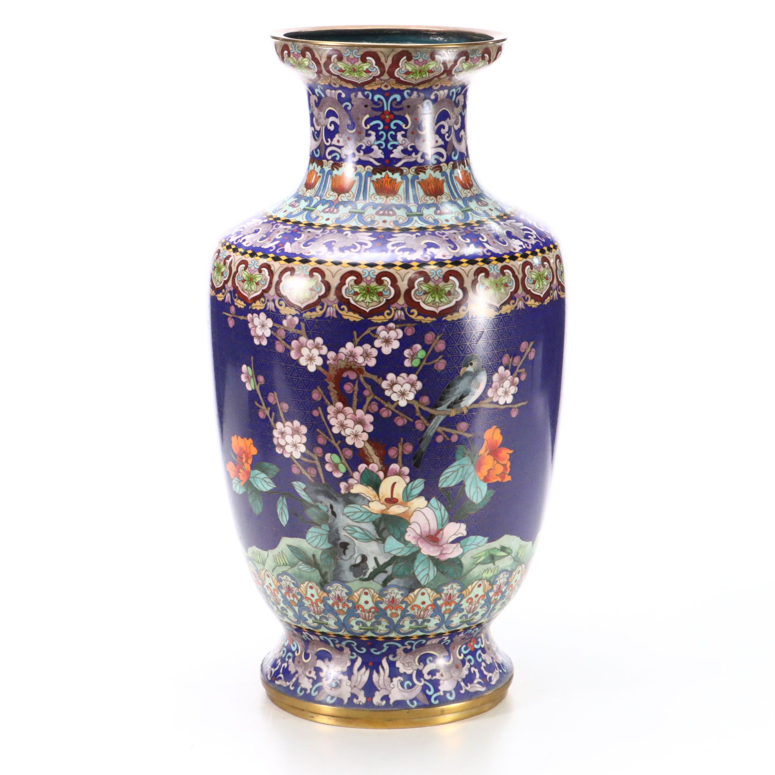 Chinese Cloisonné Enamel Brass Floor Vase