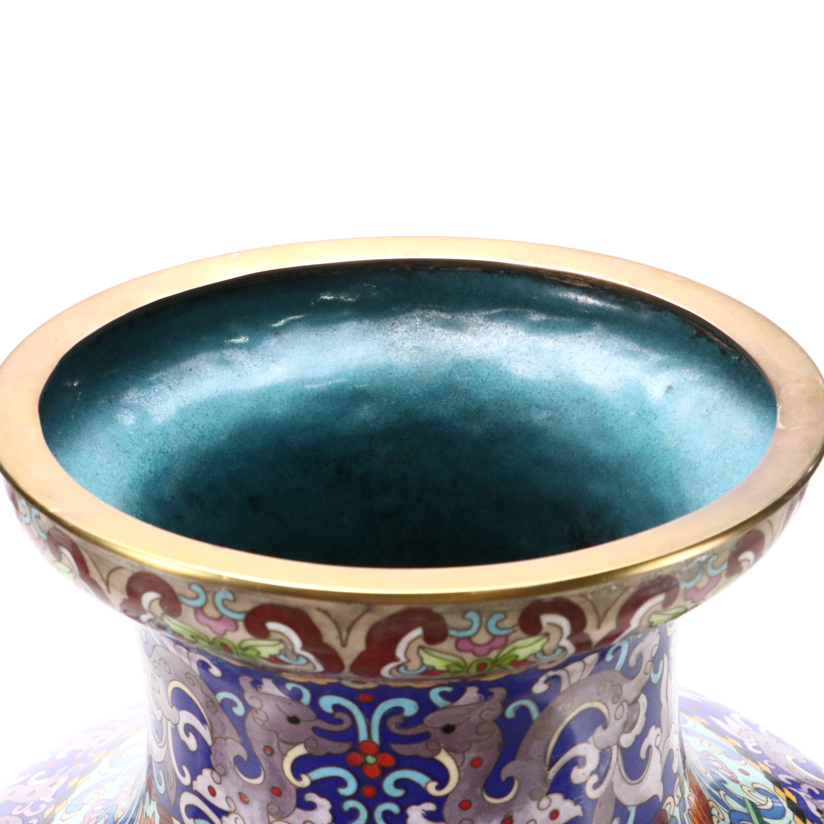 Chinese Cloisonné Enamel Brass Floor Vase