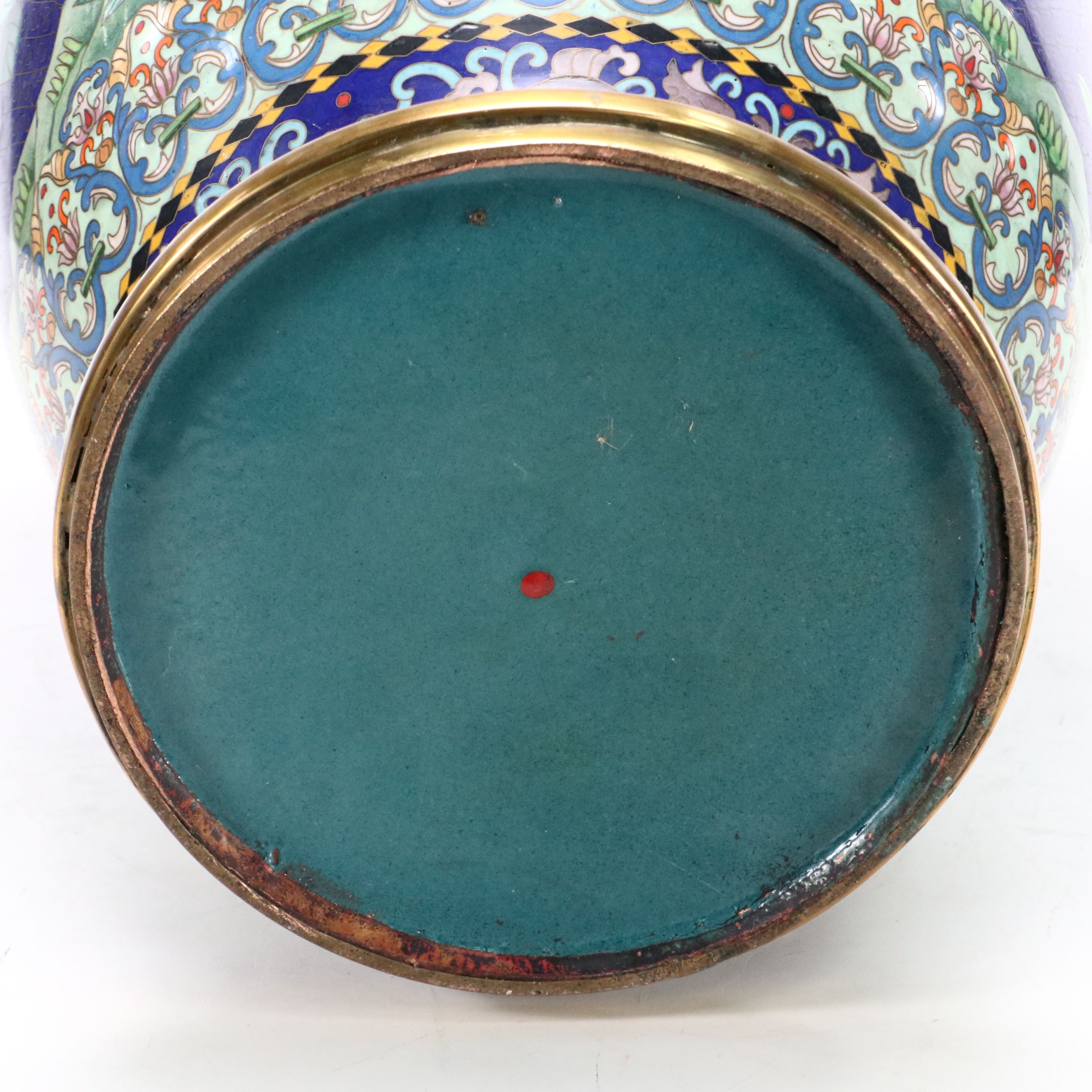 Chinese Cloisonné Enamel Brass Floor Vase