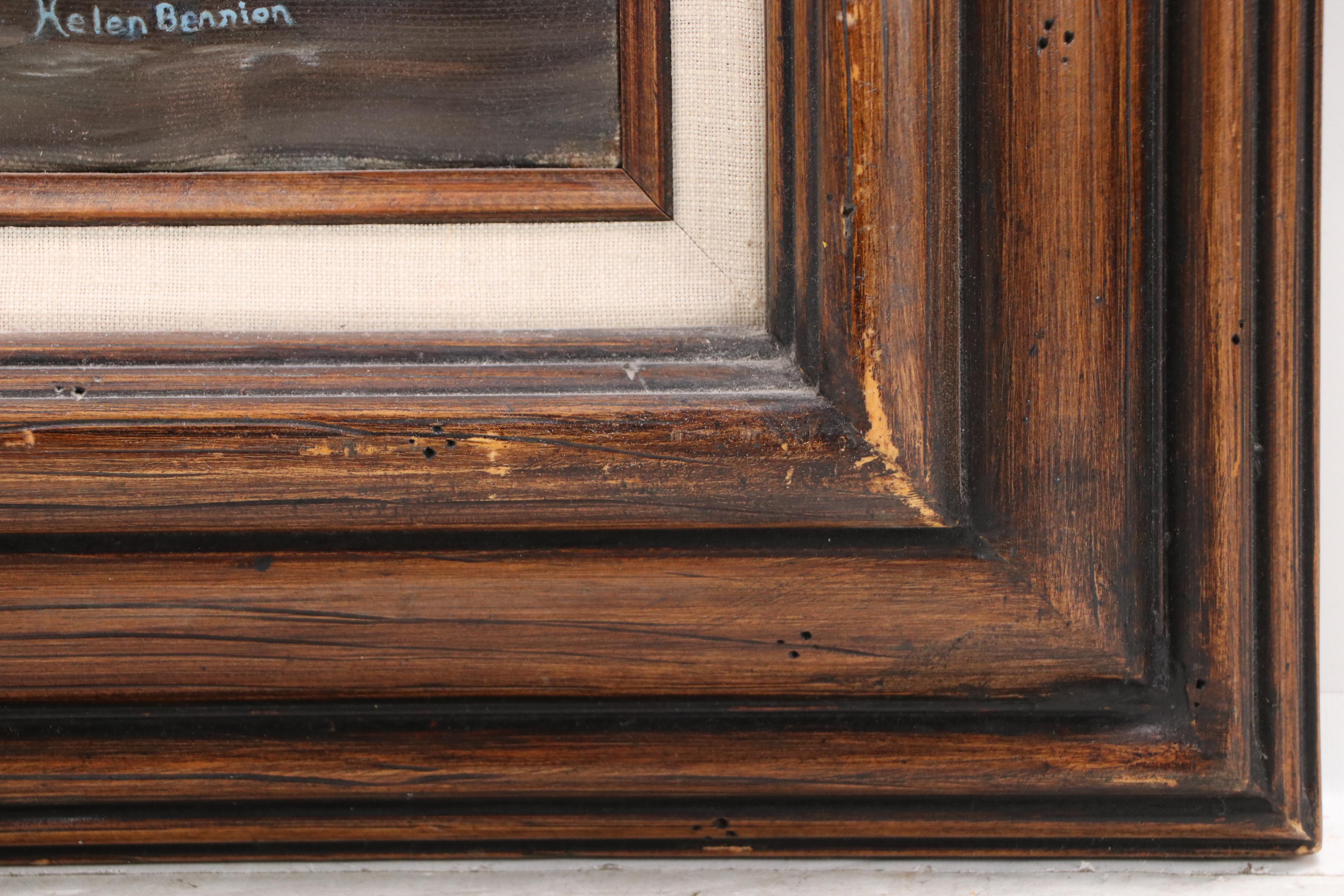 Helen Bennion Oil Painting of Seascape with Rocky Shore, Circa Late 20th Century