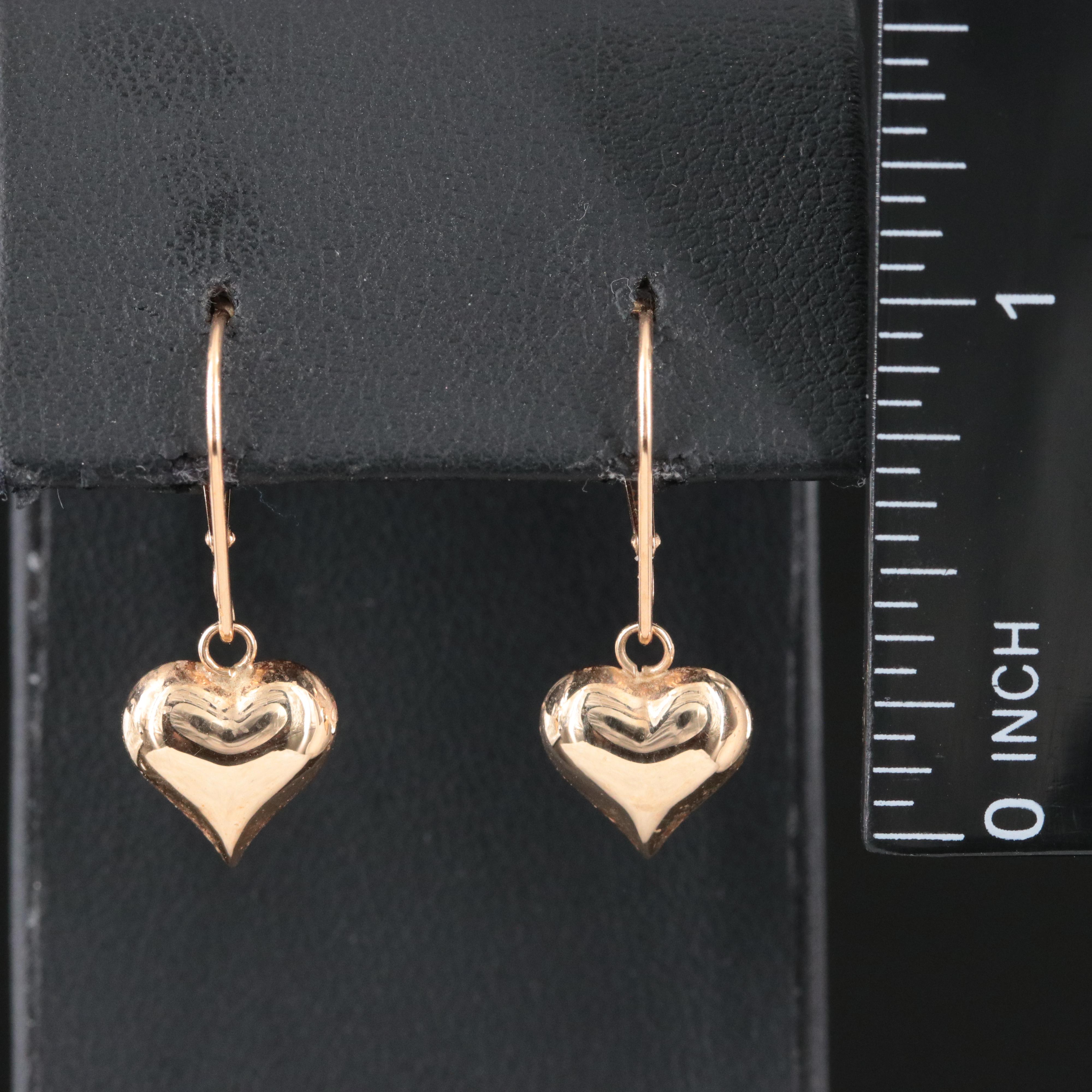Vintage 14K Puff Heart Earrings
