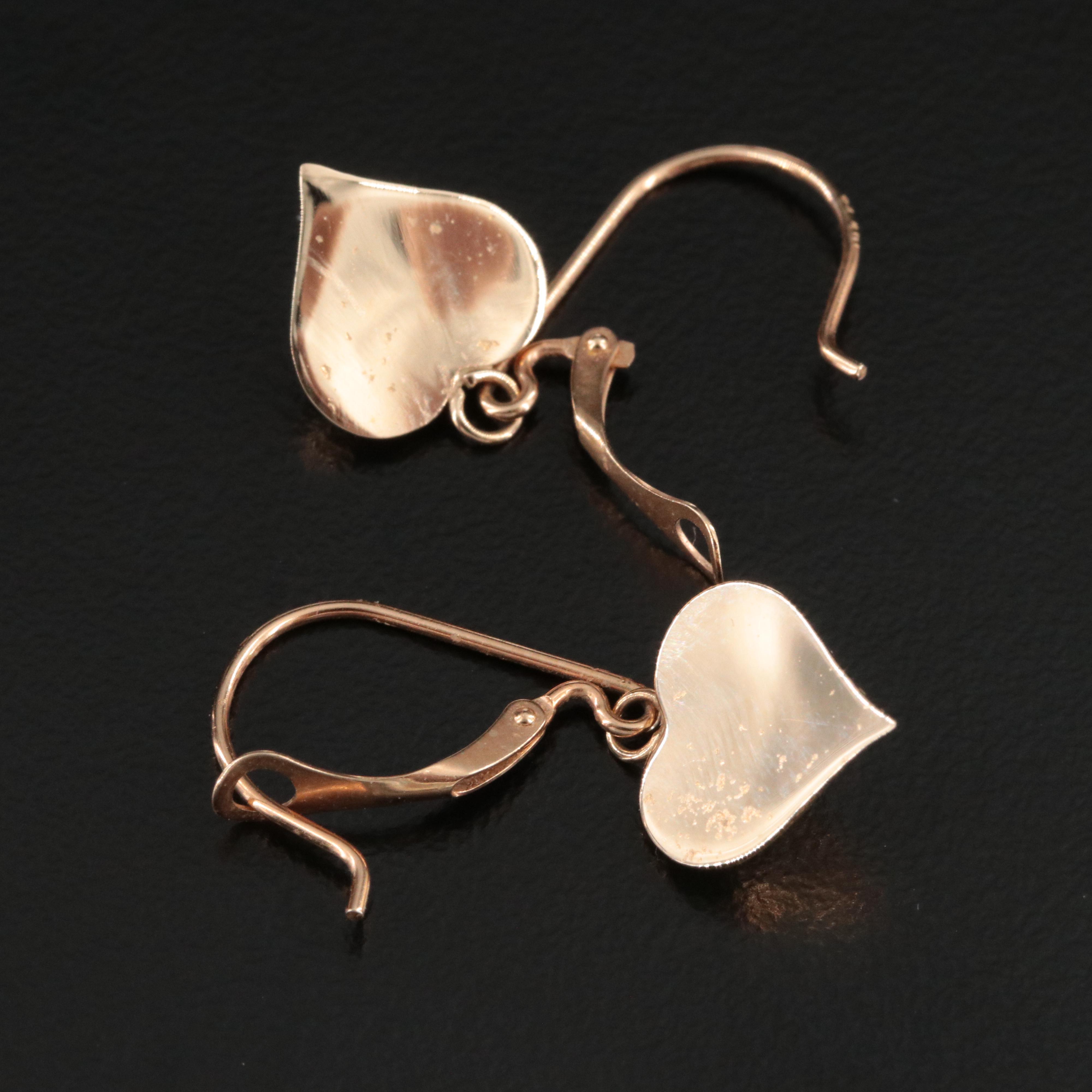 Vintage 14K Puff Heart Earrings