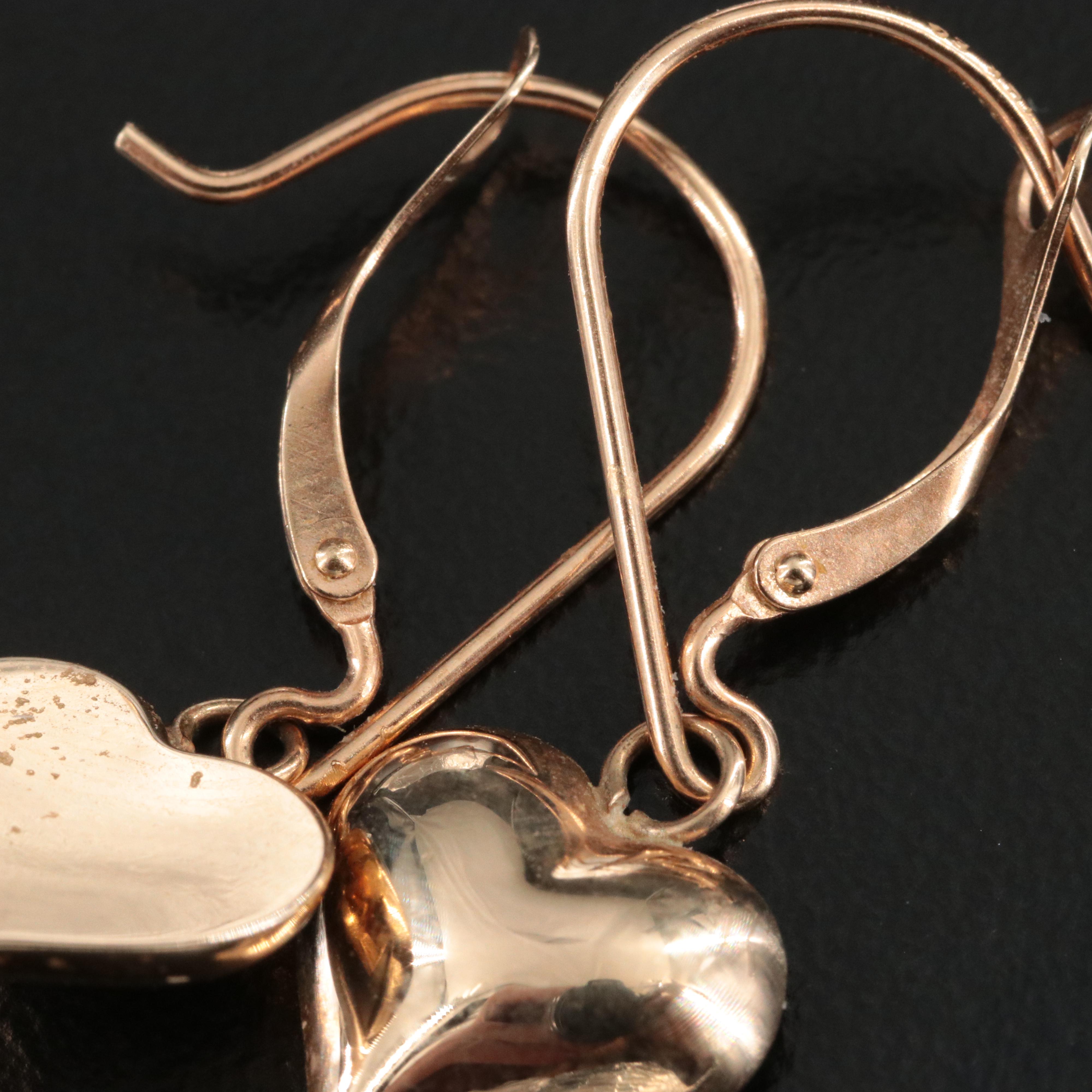 Vintage 14K Puff Heart Earrings