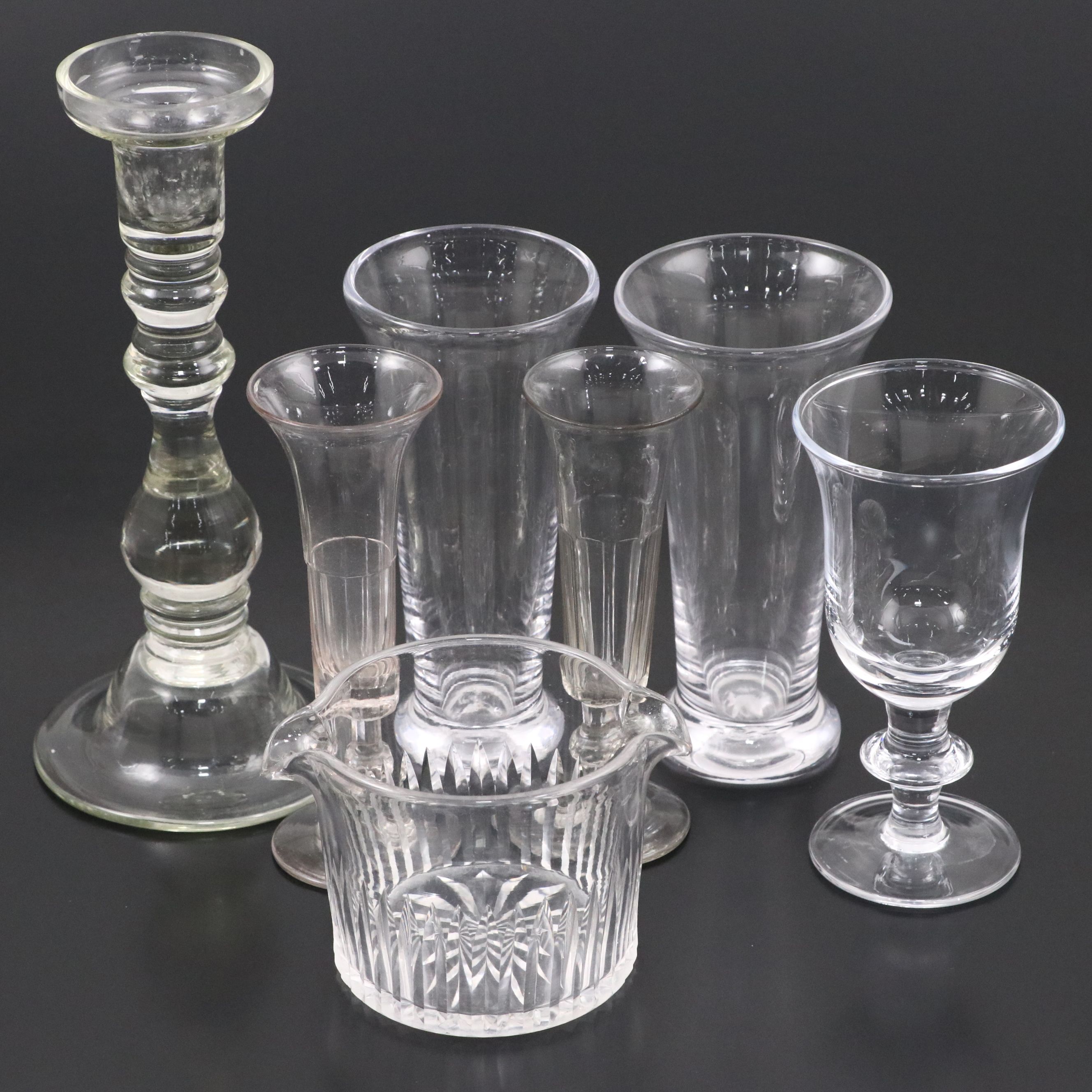 Simon Pearce Glass Vases with Georgian Style Wine Rinser and Other Tableware