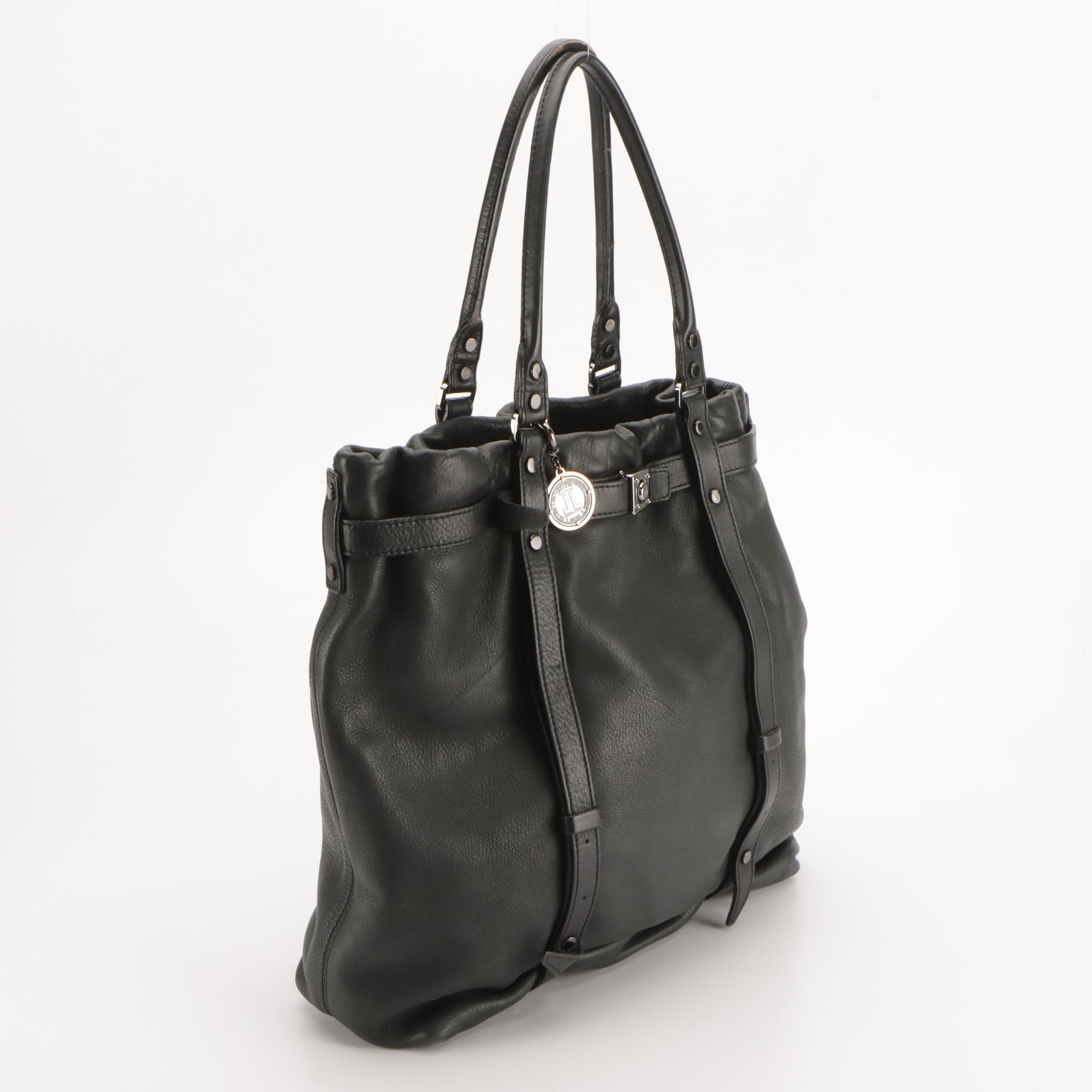 Lanvin Kentucky Tote Bag in Black Grained Leather