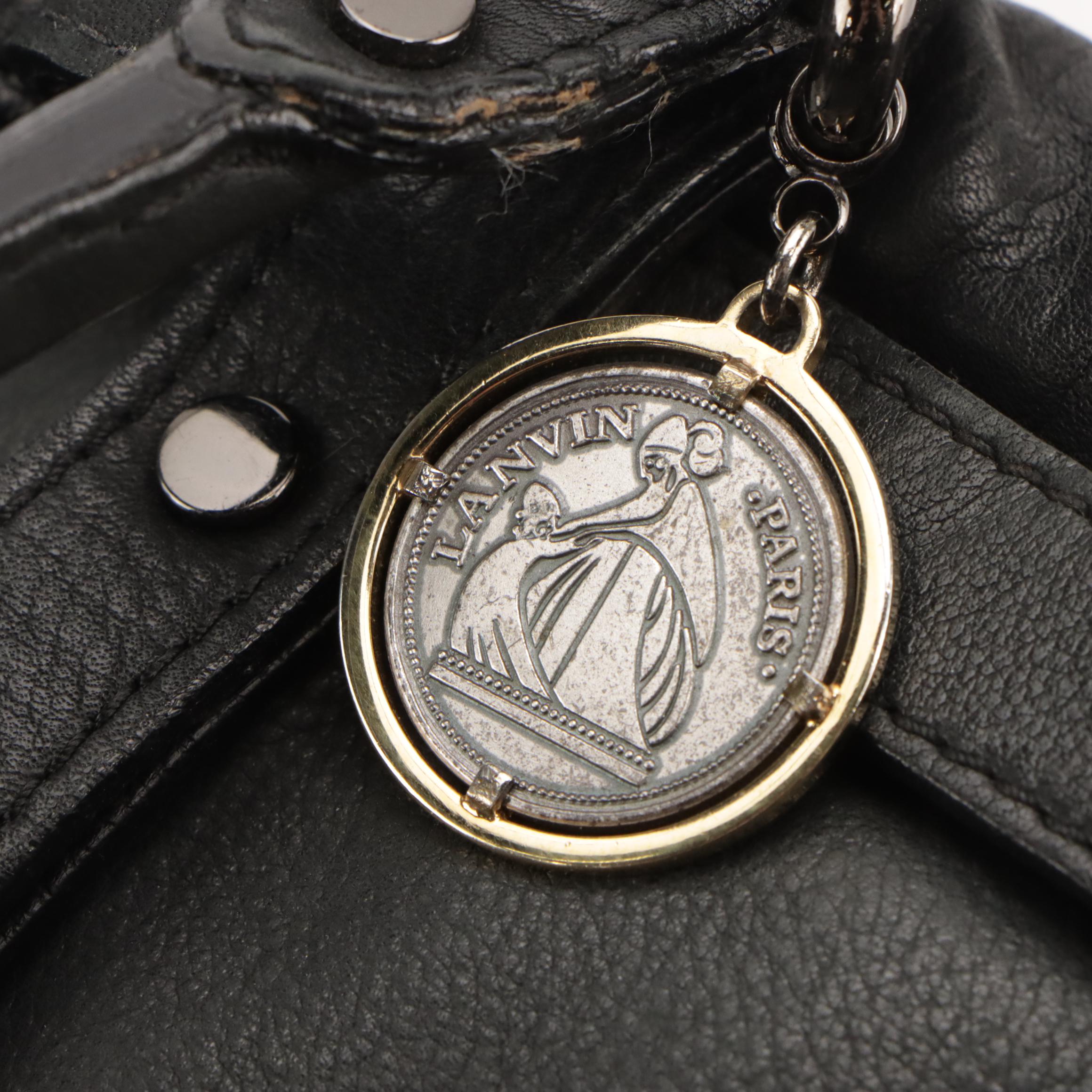 Lanvin Kentucky Tote Bag in Black Grained Leather