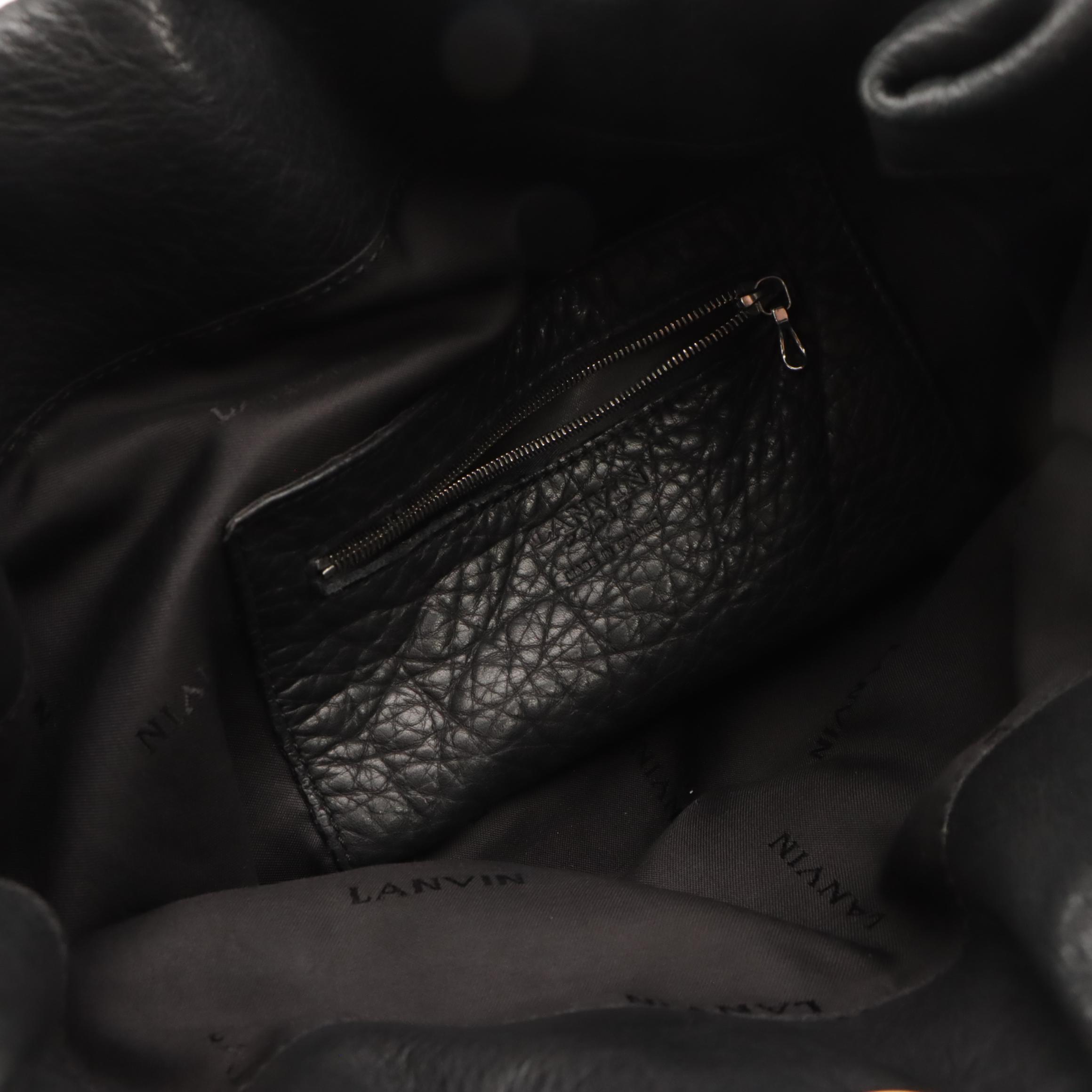 Lanvin Kentucky Tote Bag in Black Grained Leather