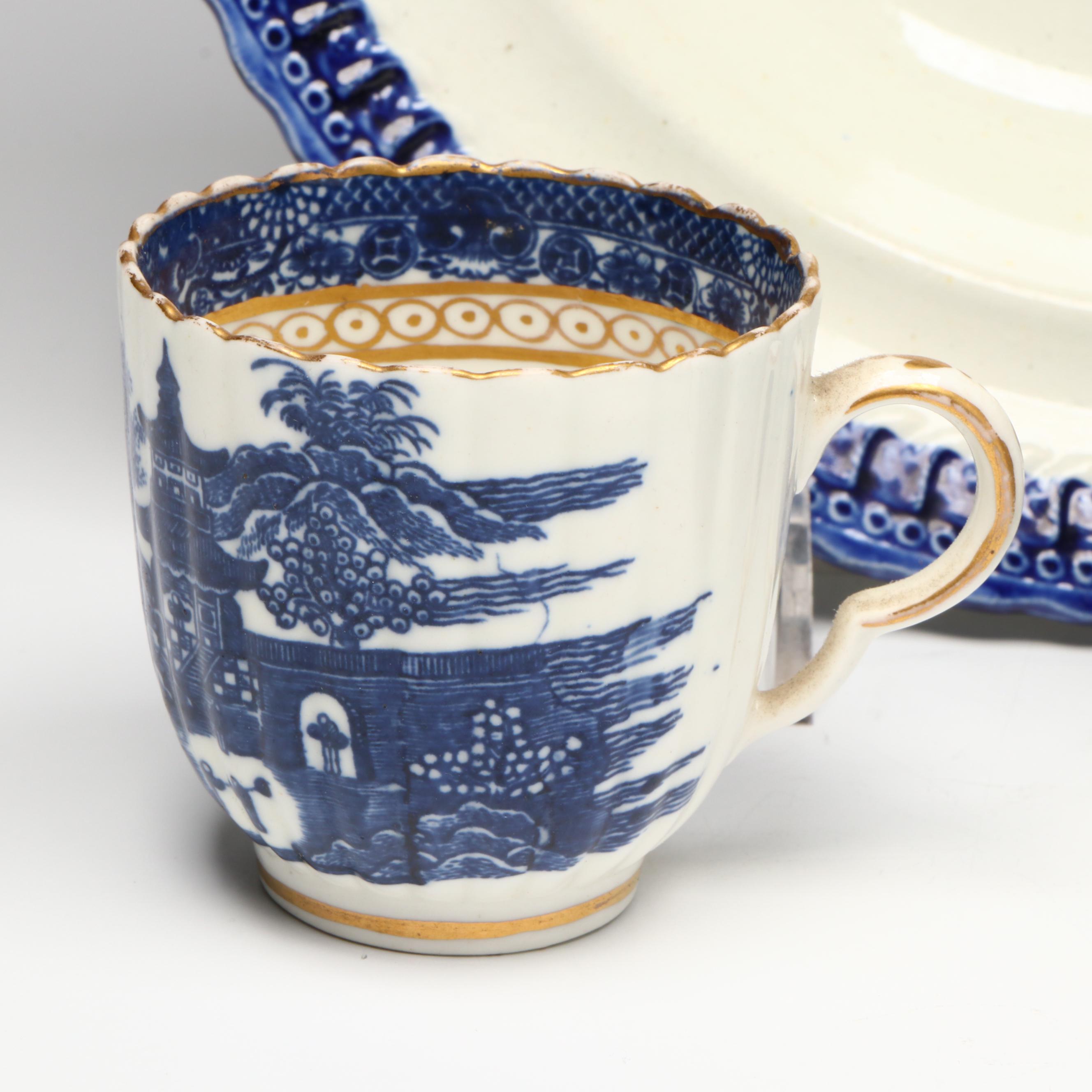 Maddocks Pitcher with English Pagoda Cup and Saucer and Clews Bowl