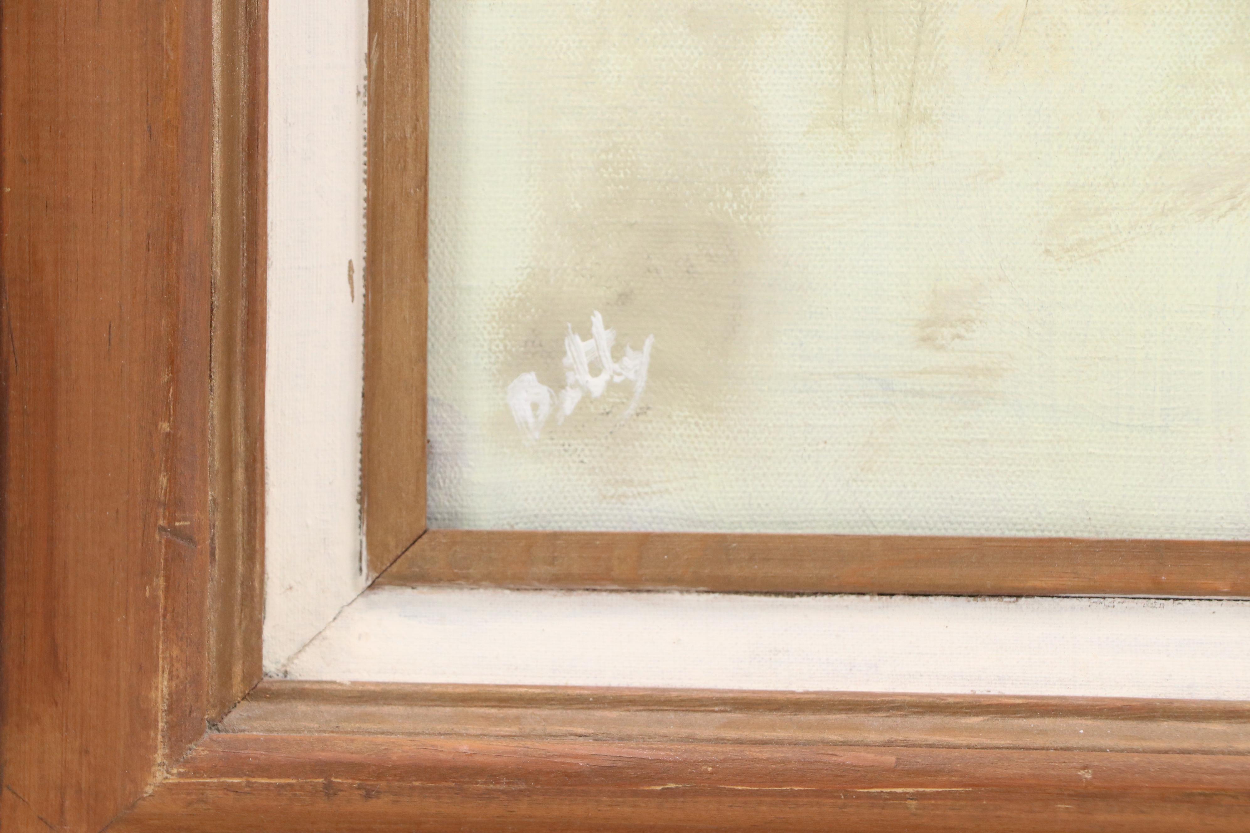 Oil Painting of Cottage in Landscape "Flower Garden," 1991