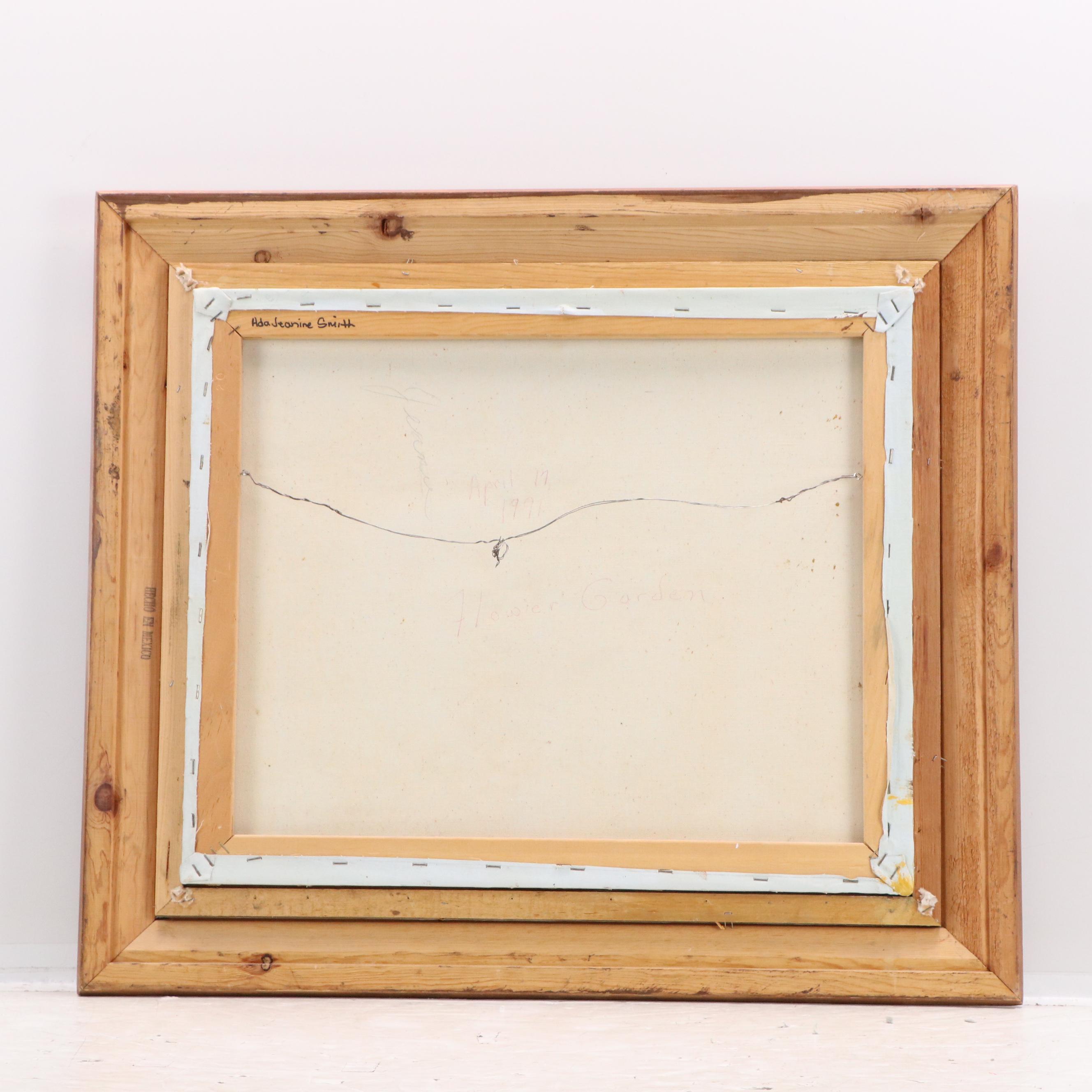 Oil Painting of Cottage in Landscape "Flower Garden," 1991