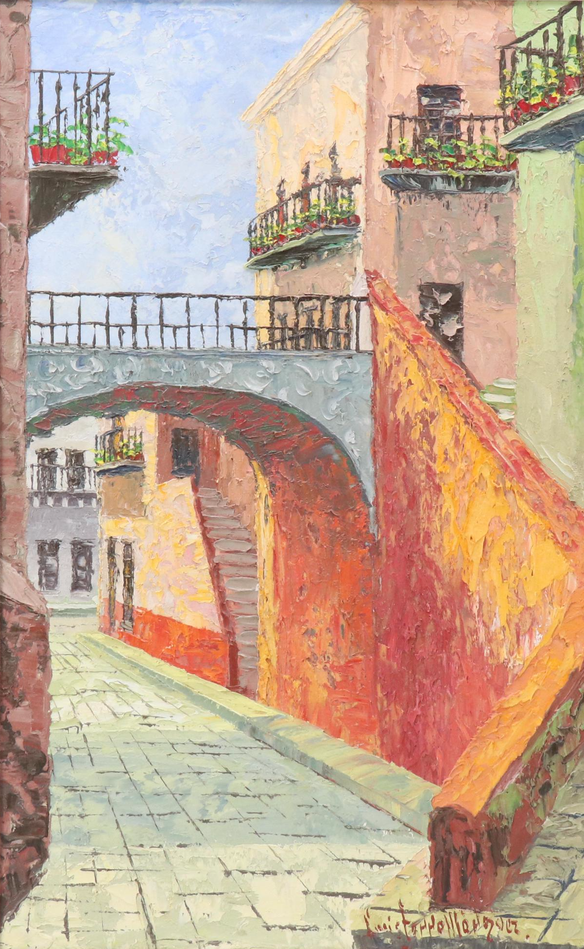 Impasto Oil Painting of Street Scene