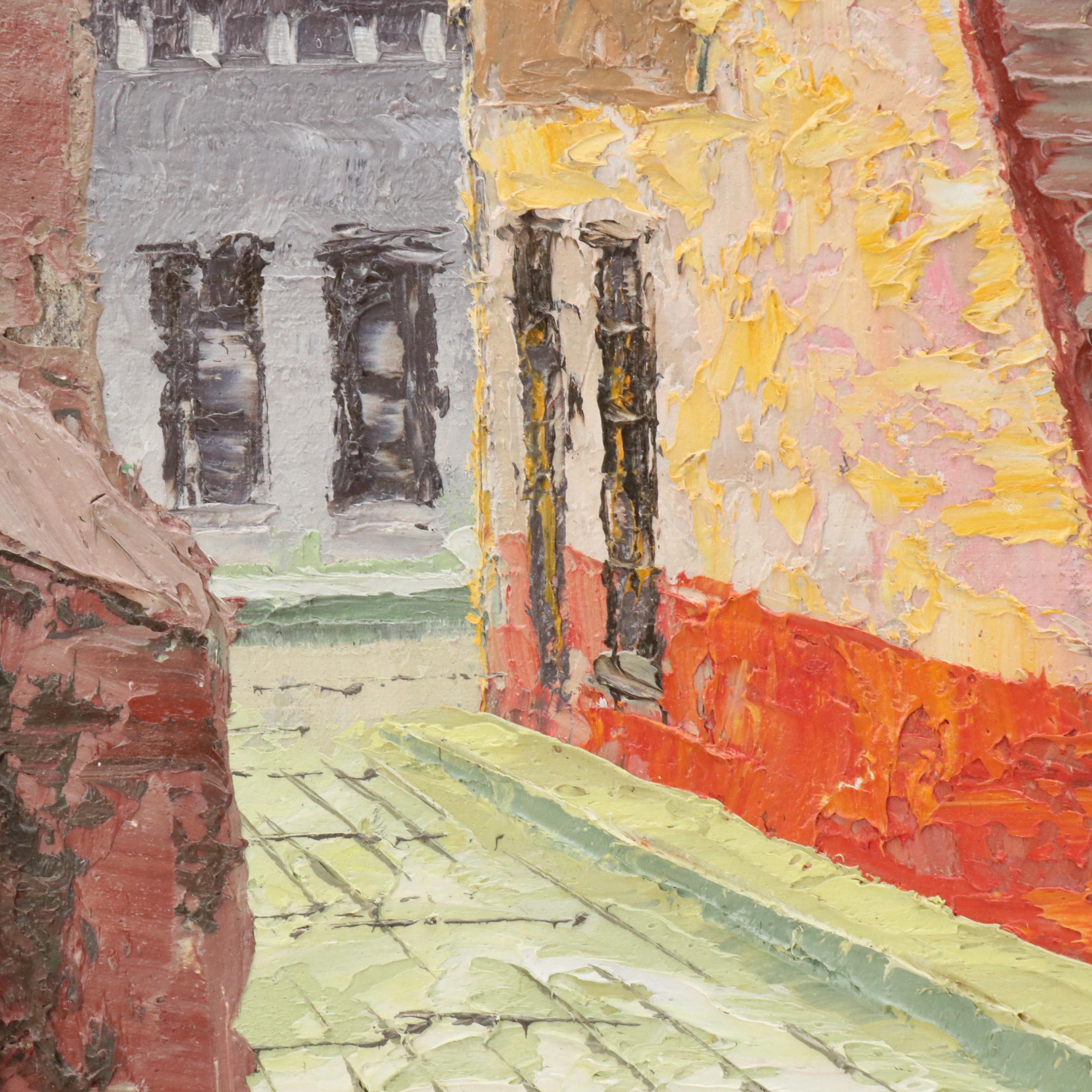 Impasto Oil Painting of Street Scene