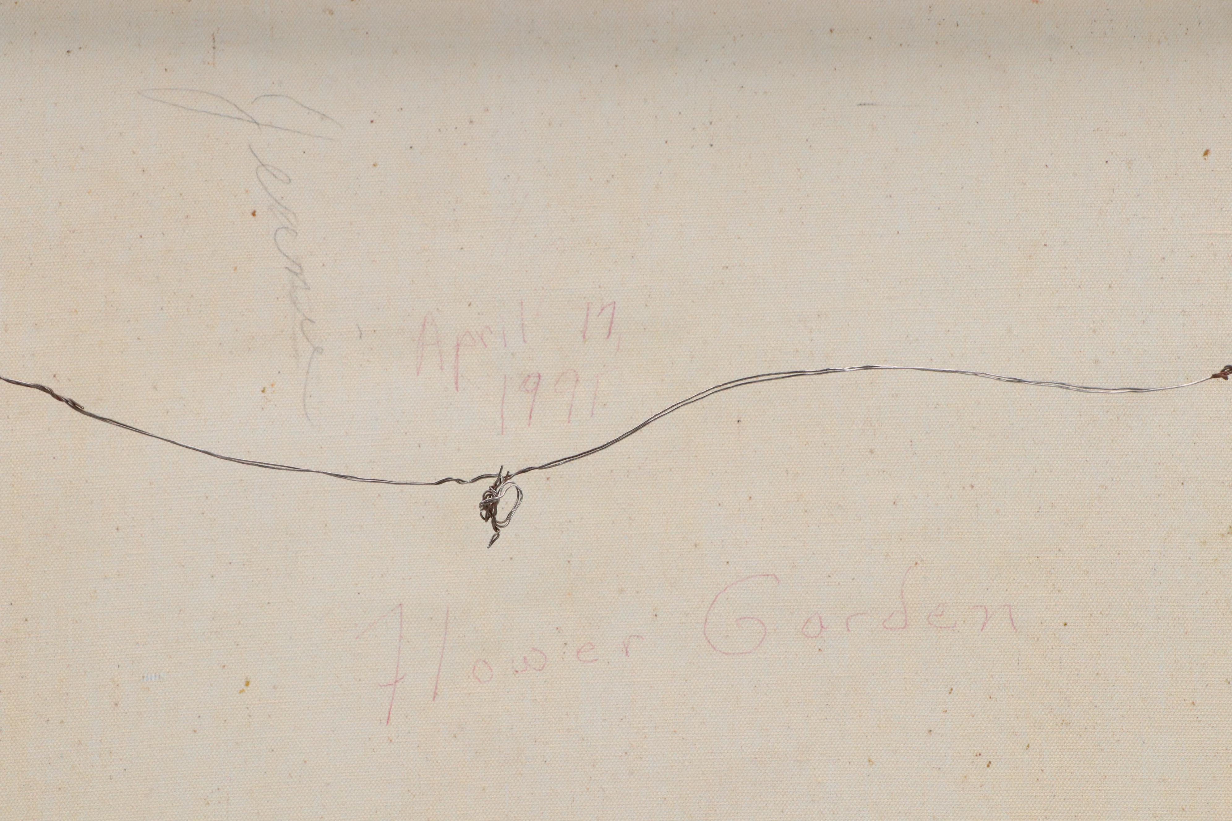 Oil Painting of Cottage in Landscape "Flower Garden," 1991