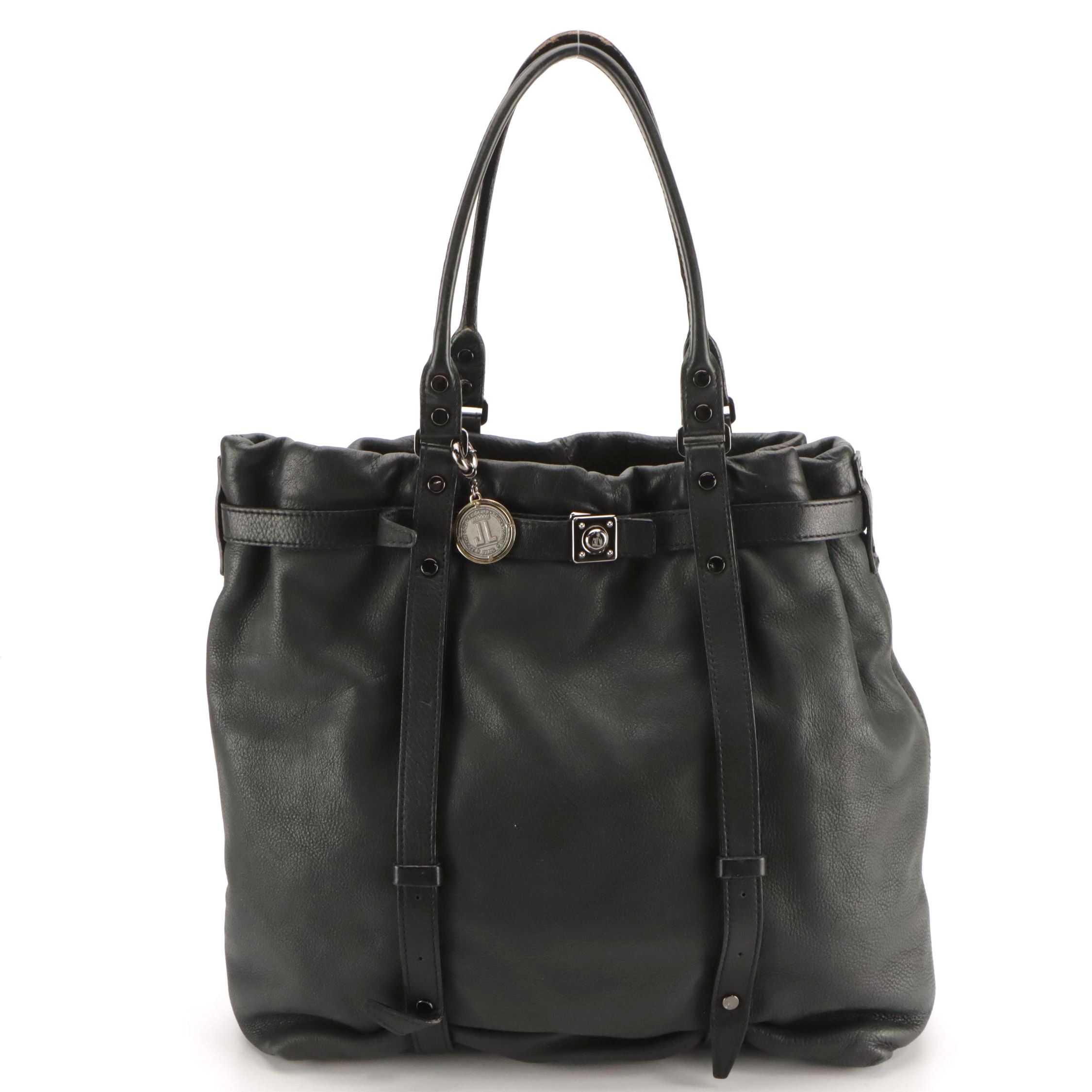 Lanvin Kentucky Tote Bag in Black Grained Leather