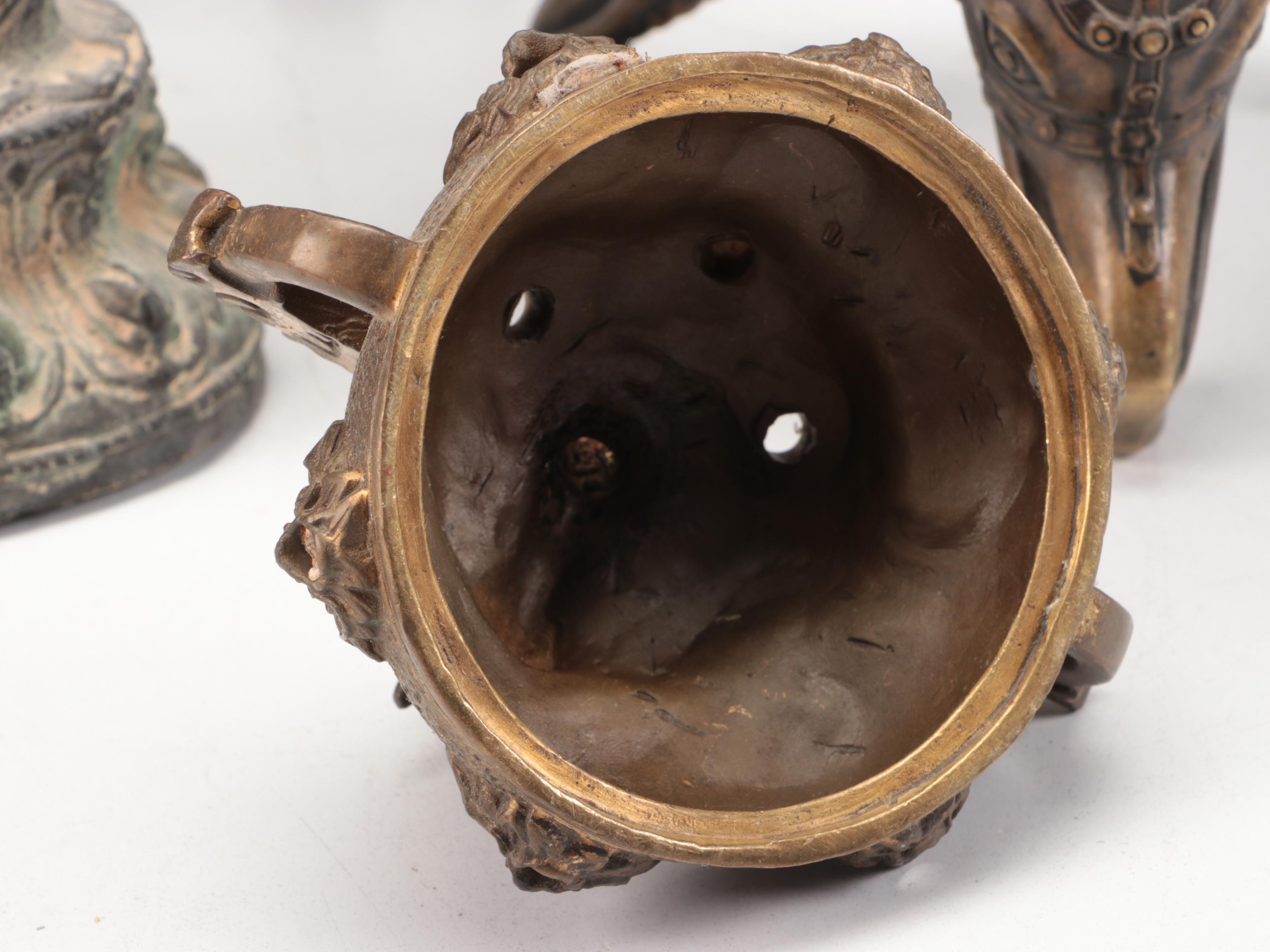 Chinese Brass Buddha Figure with Censers and Dragon Censer Lid