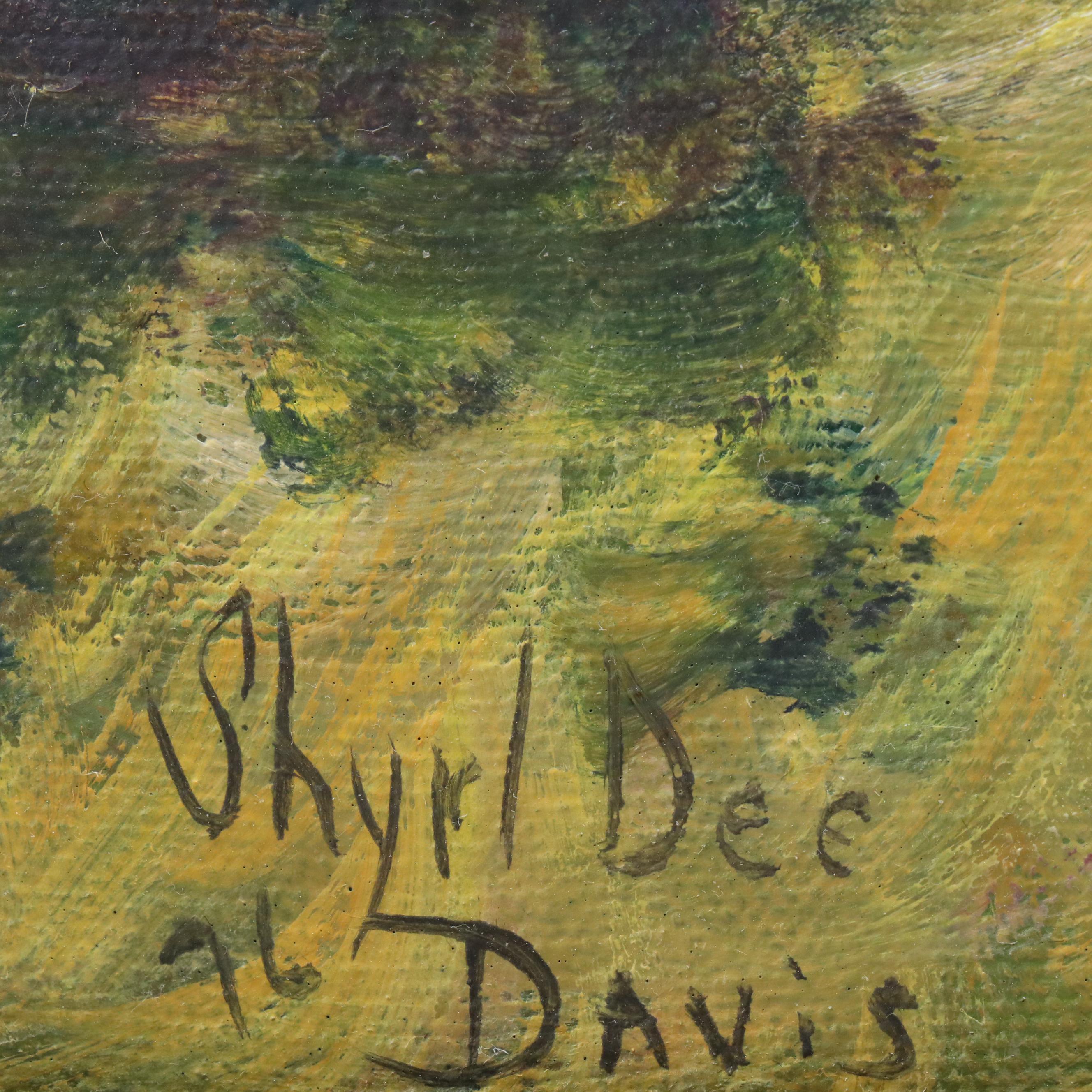 Impressionistic Style Oil Painting of Woman in Floral Landscape, 1996