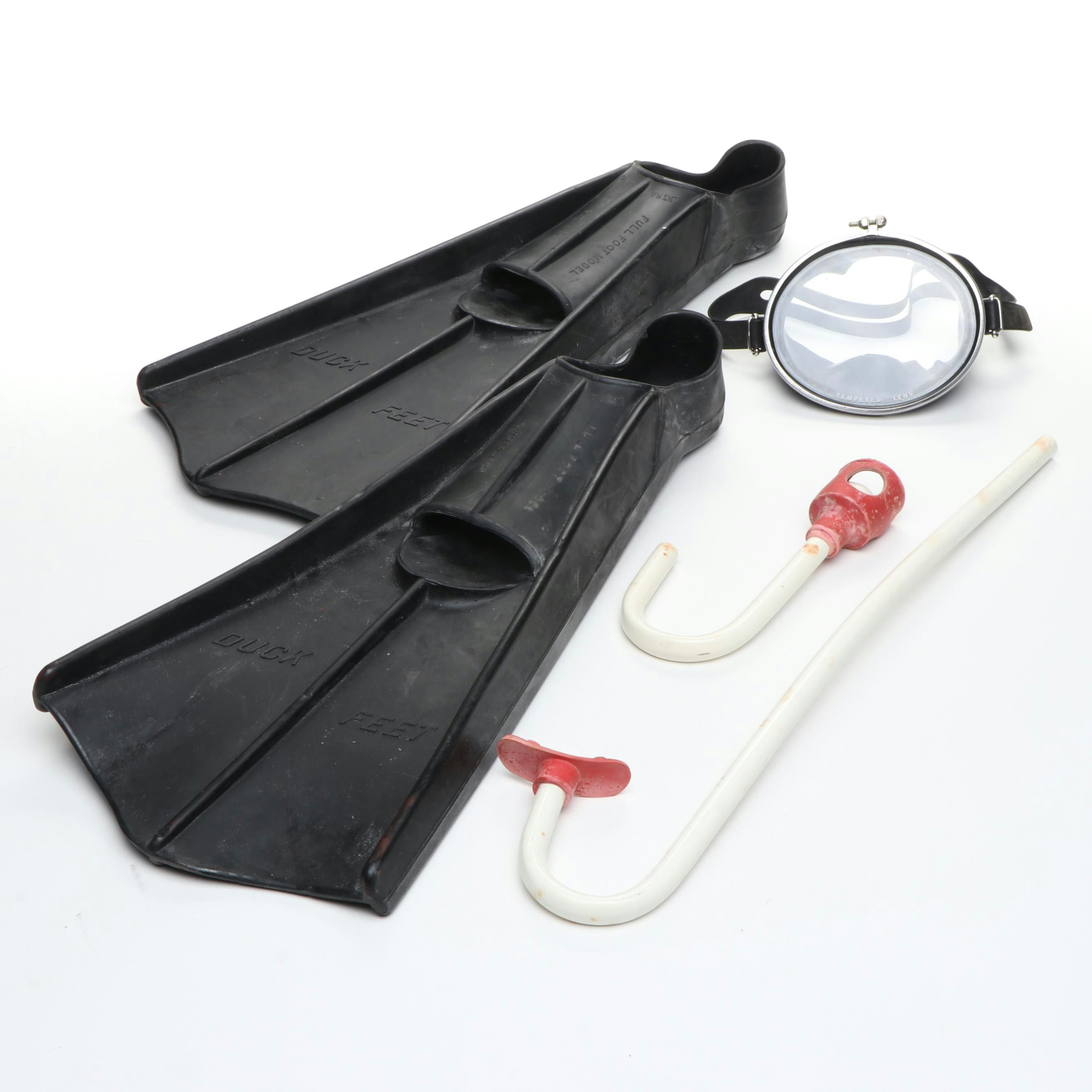 Swimaster "Duck Feet" Diving Fins with Vintage Diving Mask and Snorkel