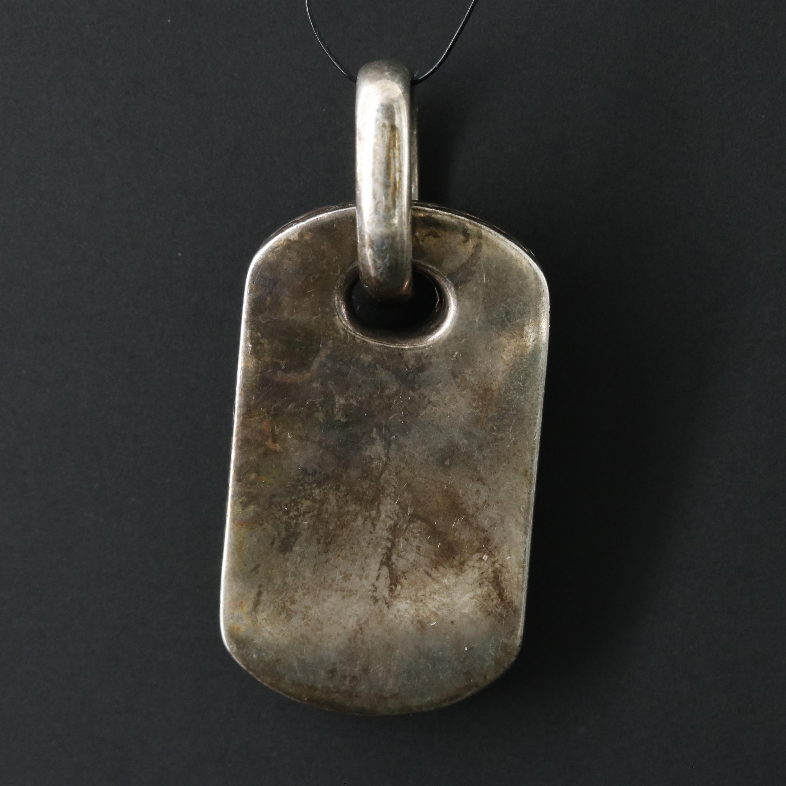 David Yurman Mother of Pearl and 0.30 CTW Diamond Dog Tag Pendant