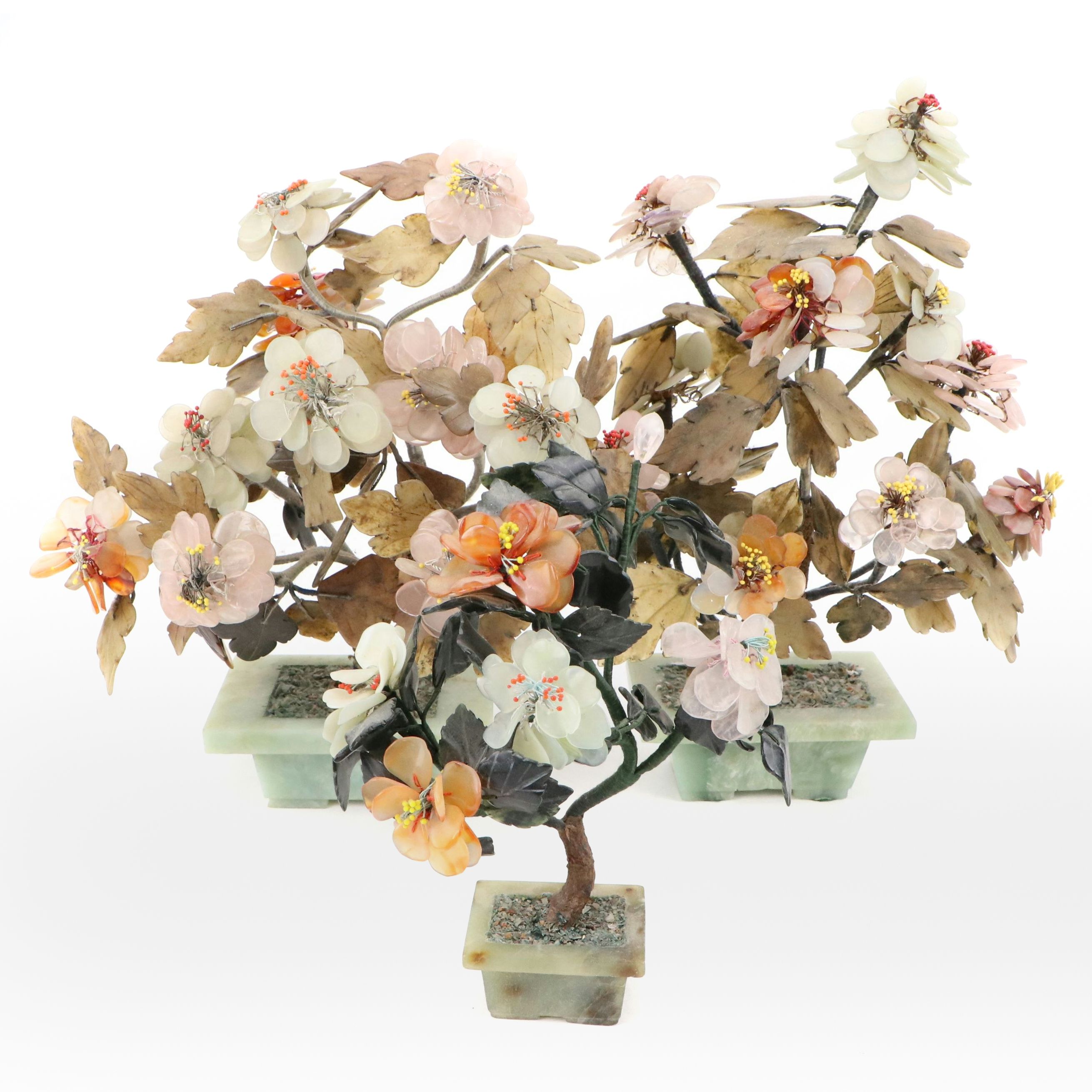 MCM Style Carved Stone Floral Arrangements