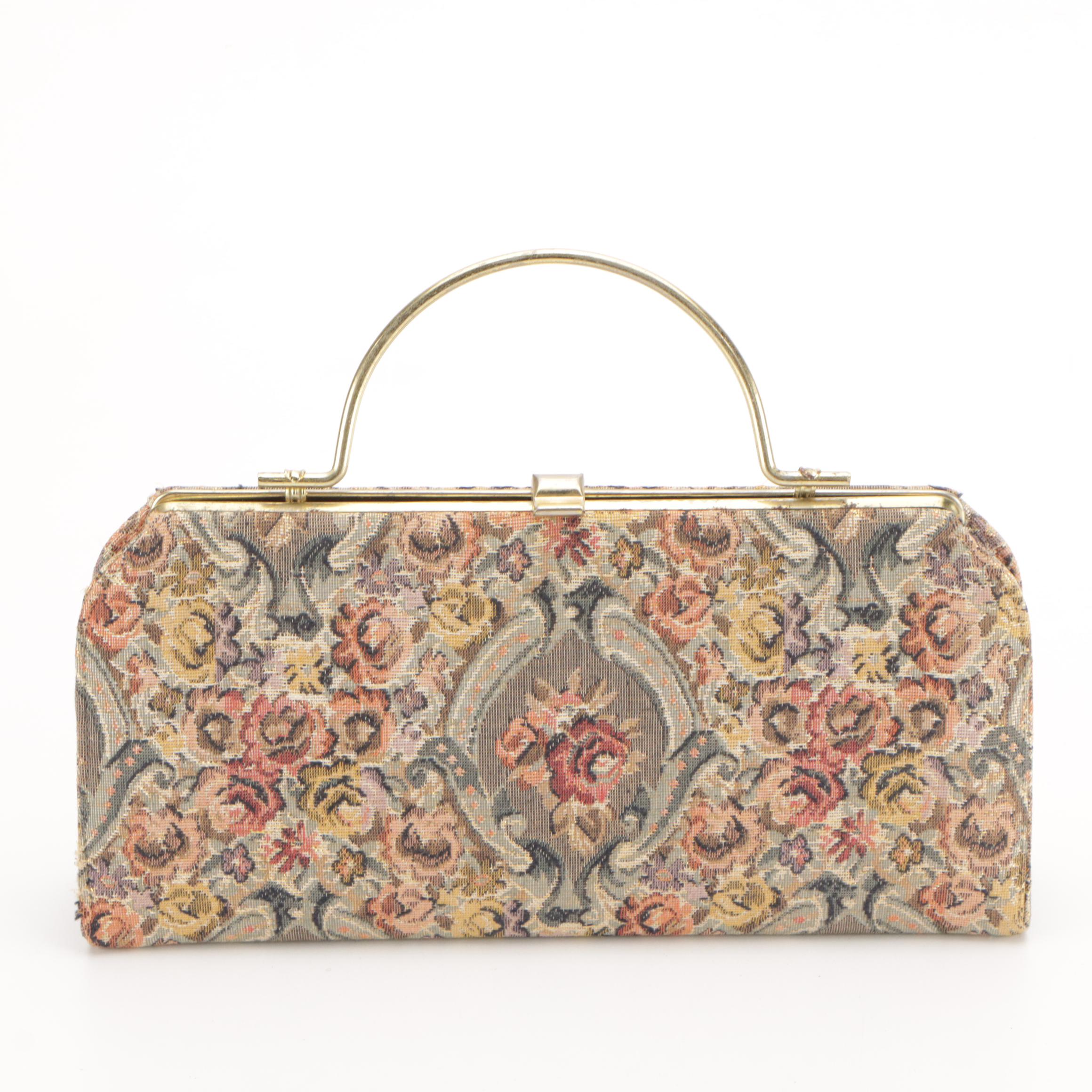 Melbourne Bags Vintage Lizardskin Bag with Other Floral Tapestry Frame Bag