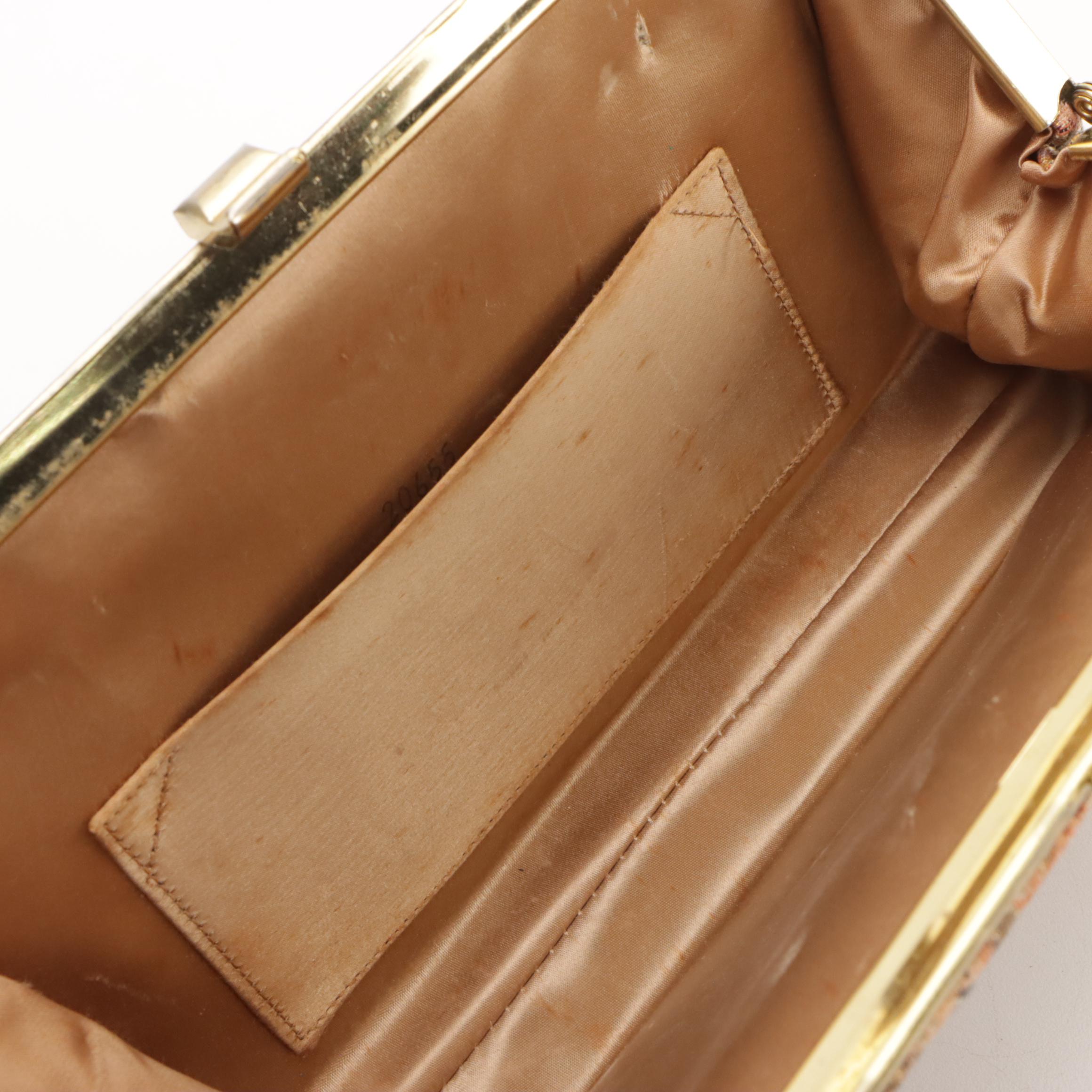 Melbourne Bags Vintage Lizardskin Bag with Other Floral Tapestry Frame Bag