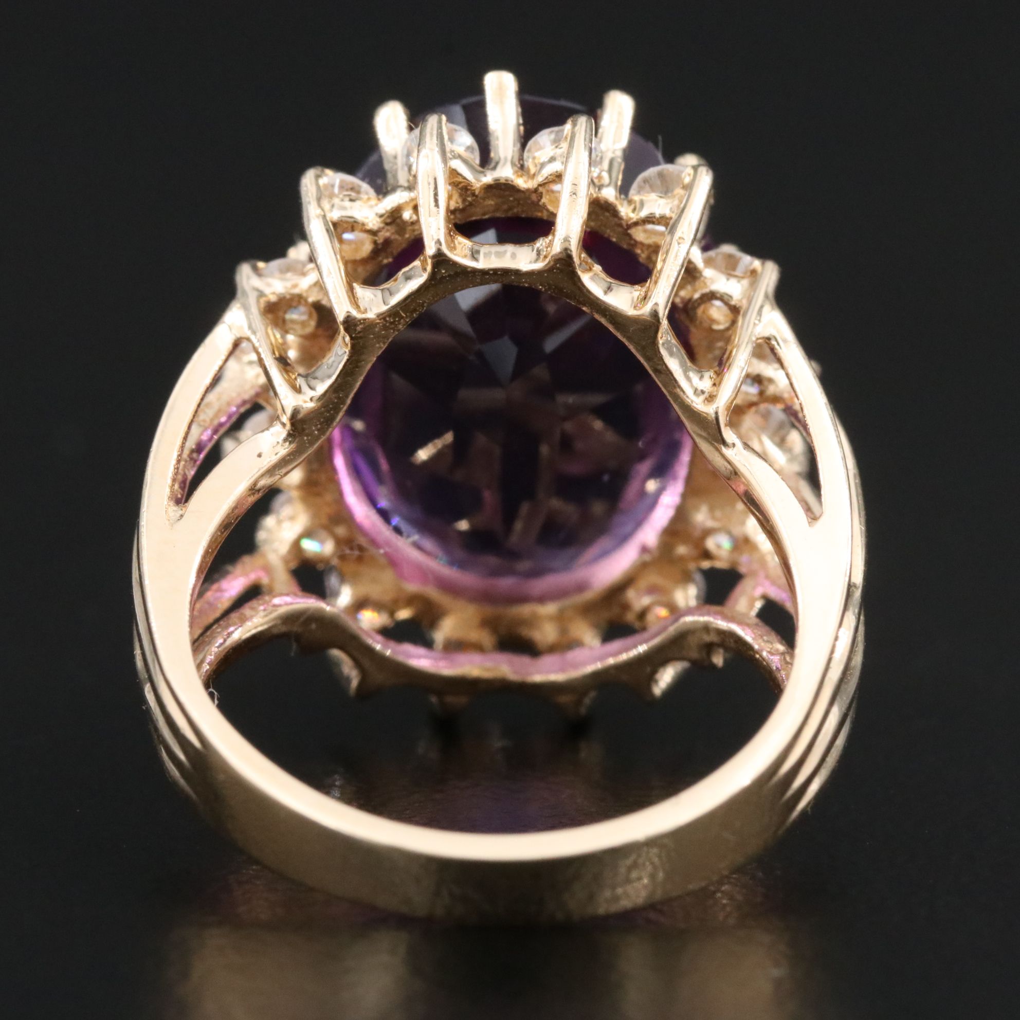 14K 11.08 CT Amethyst and Diamond Ring