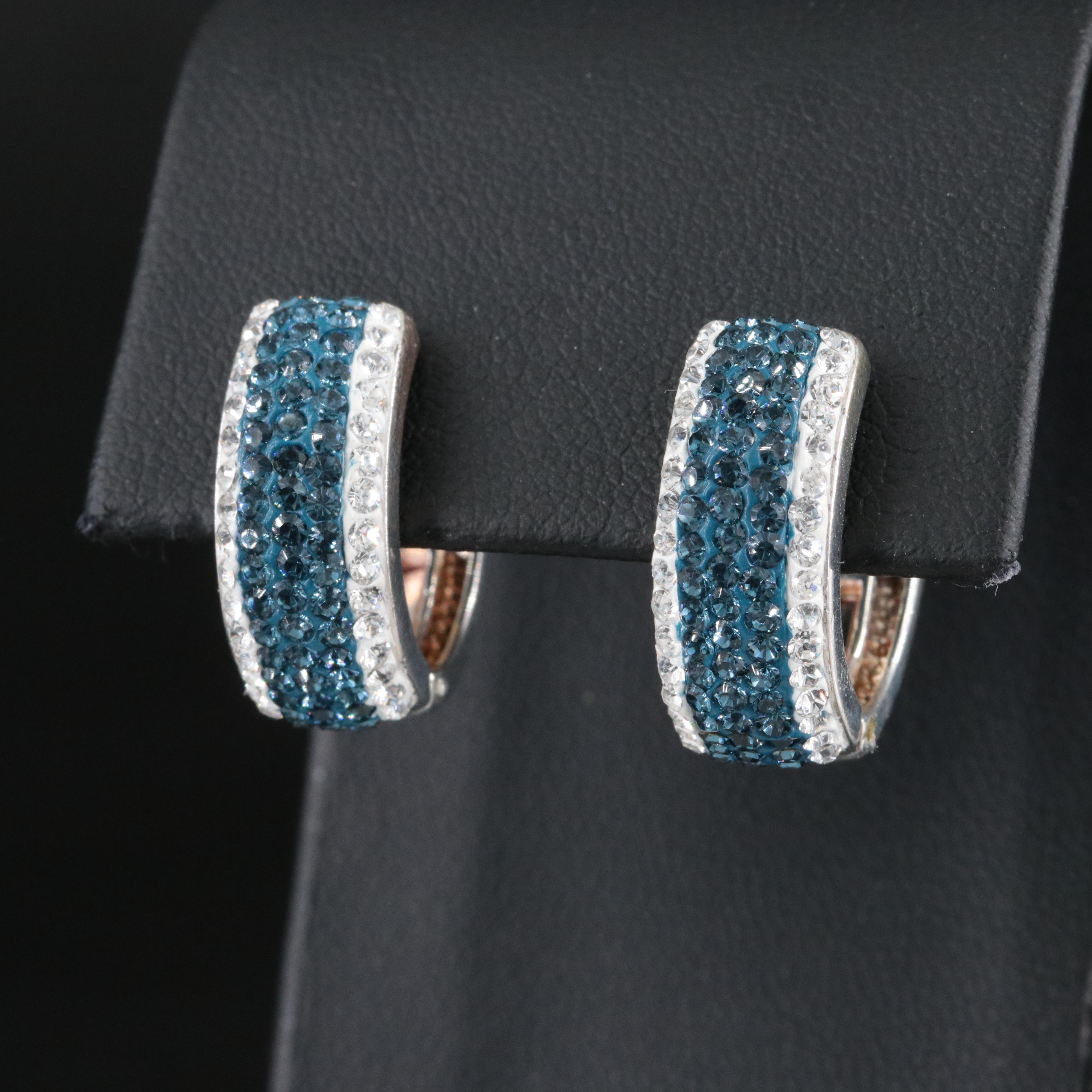 Rhinestone Huggie Hoop Earrings