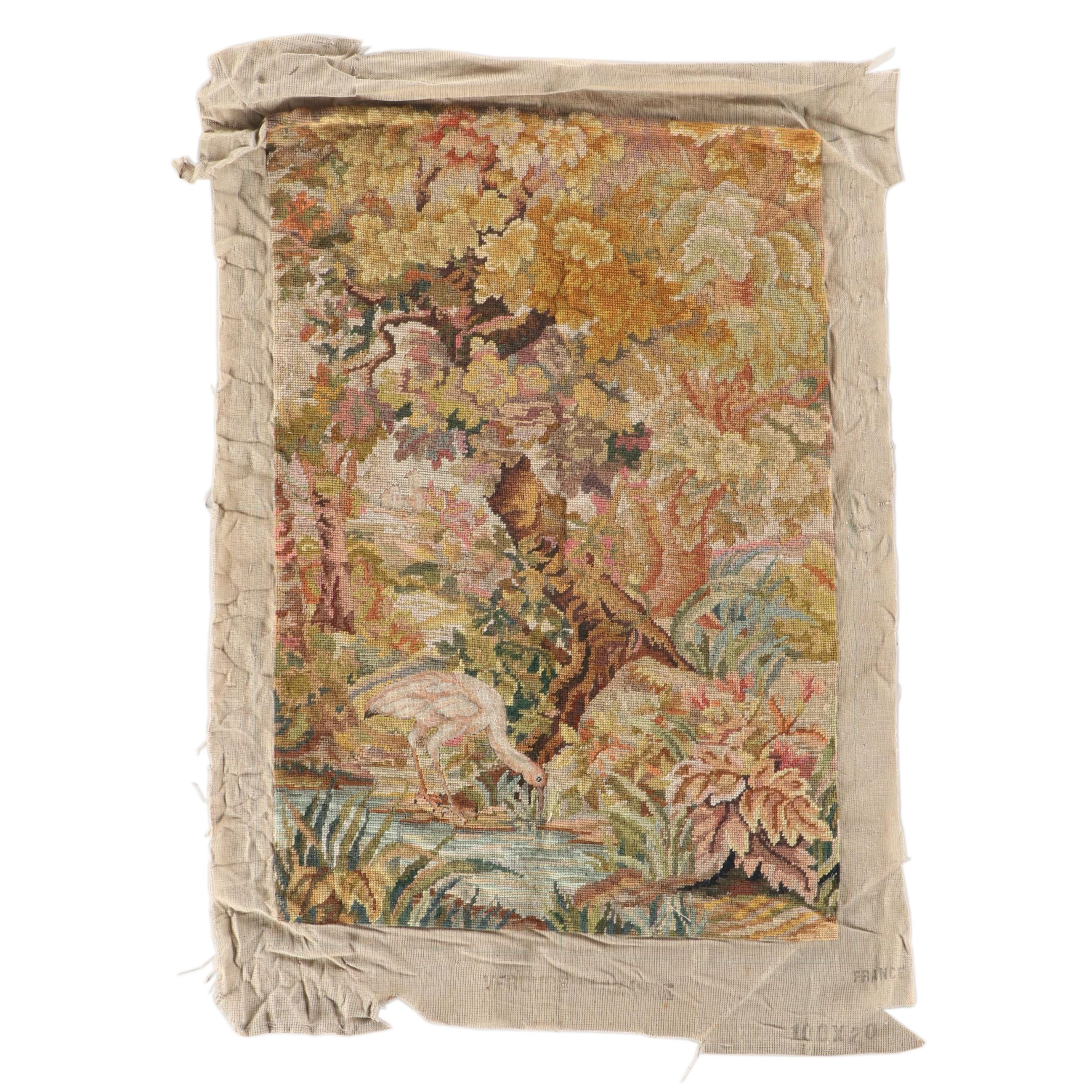 Needlepoint French Verdure Landscape Panel, 20th Century