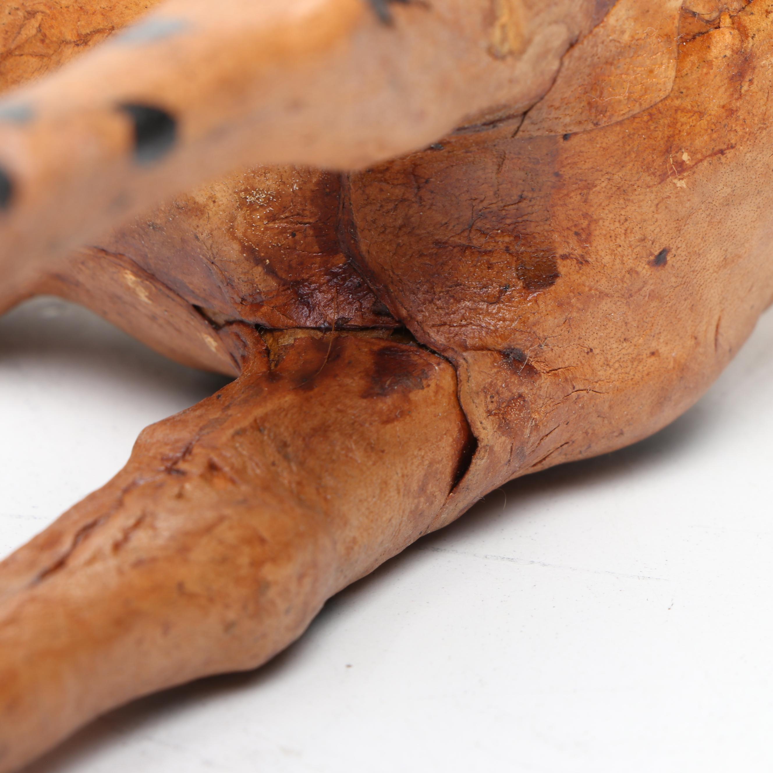 Leather and Hand-Carved Wooden Giraffe Figures