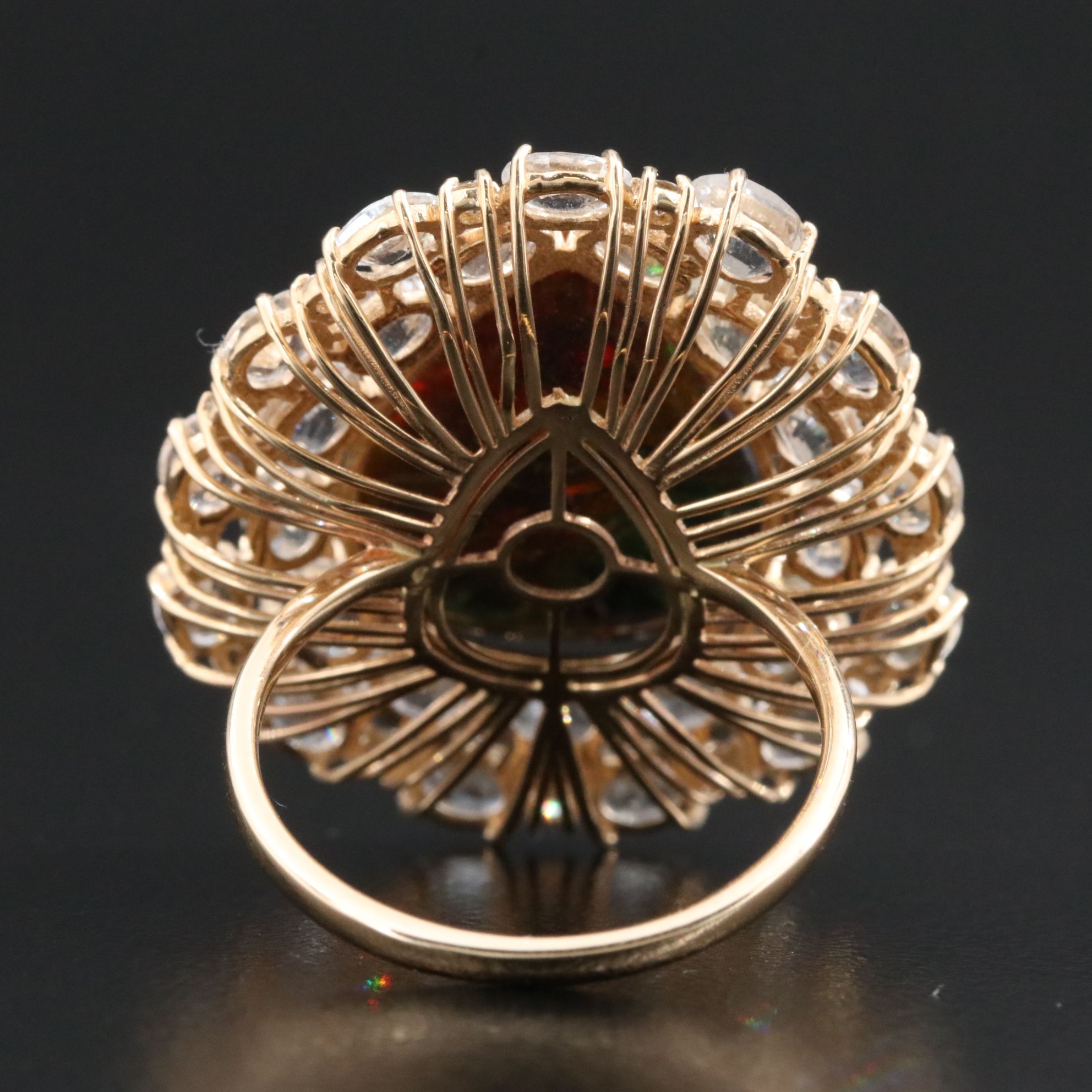 14K Opal, White Sapphire, and Diamond Ring