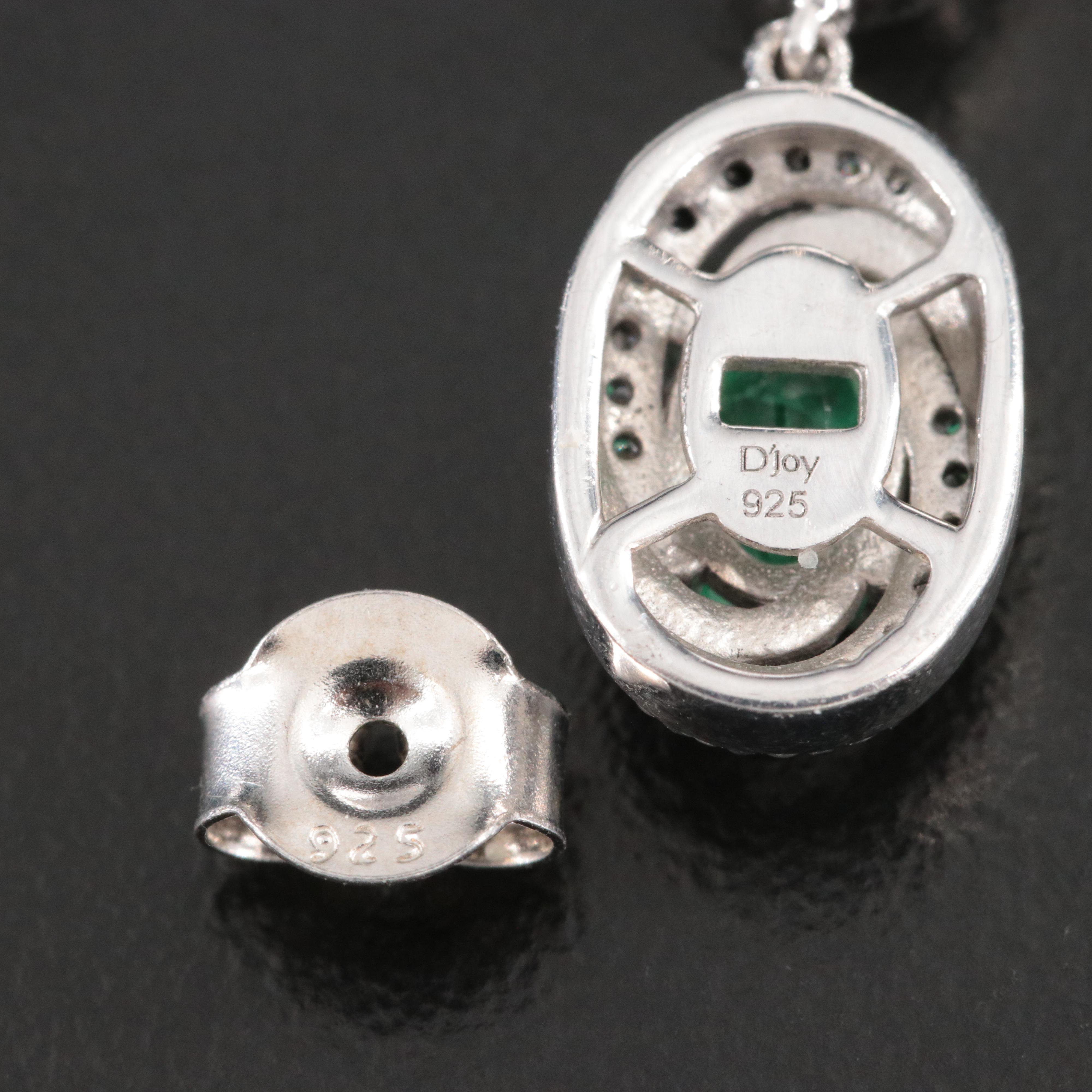 Sterling Emerald and Zircon Earrings