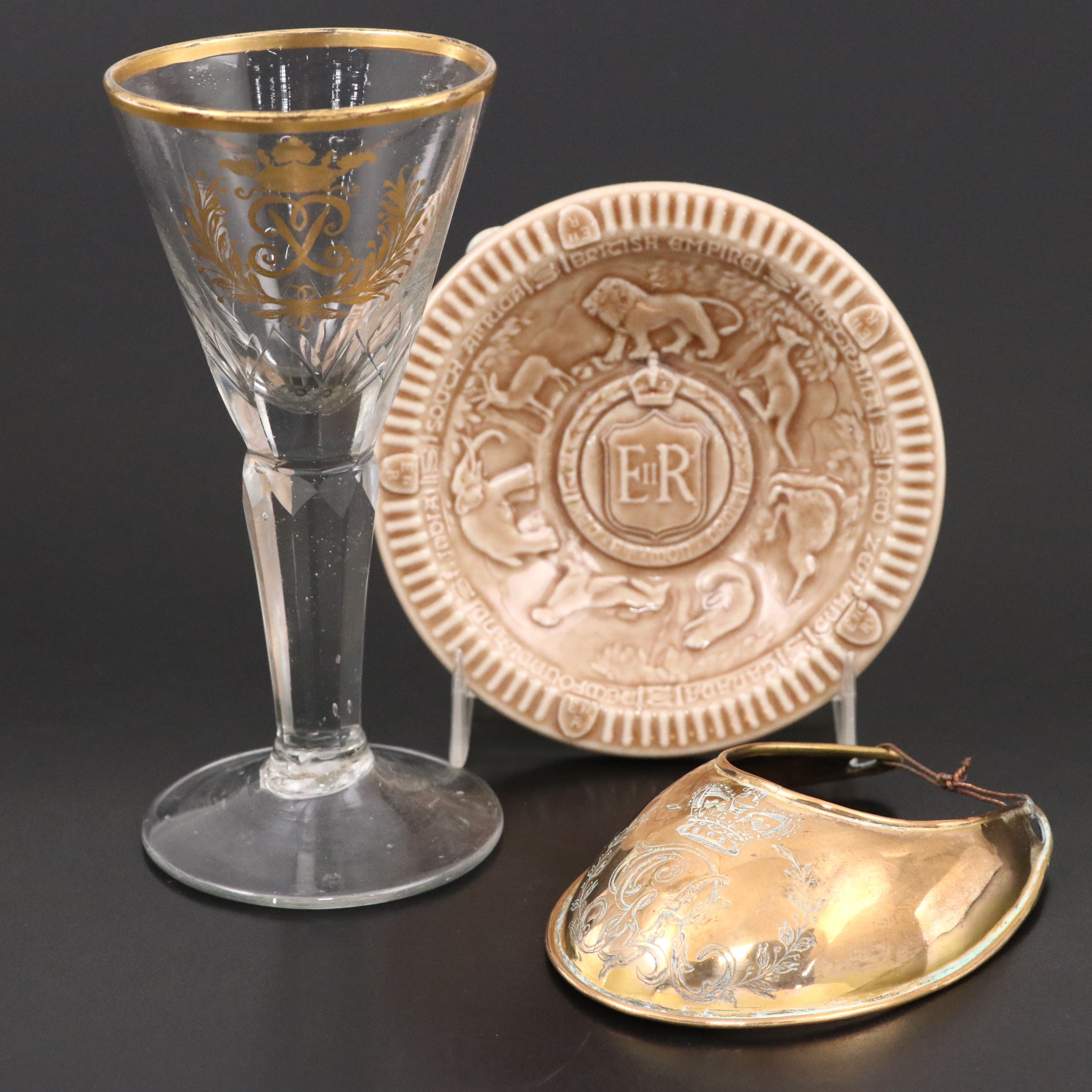 George III Officer's Gorget and Dram with Queen Elizabeth II Commemorative Dish