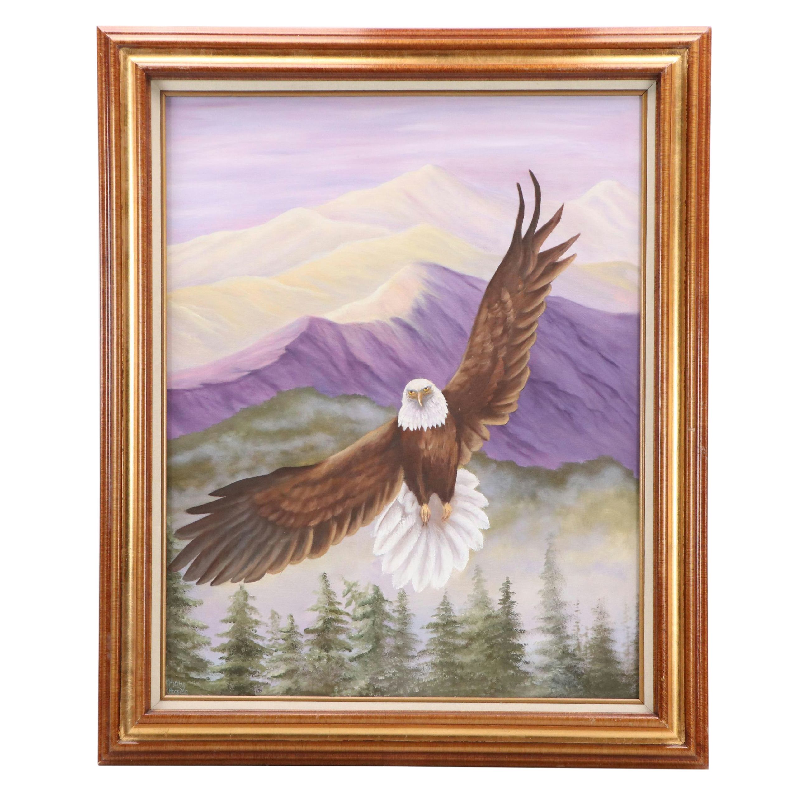 Katy Hooper Acrylic Painting of Bald Eagle