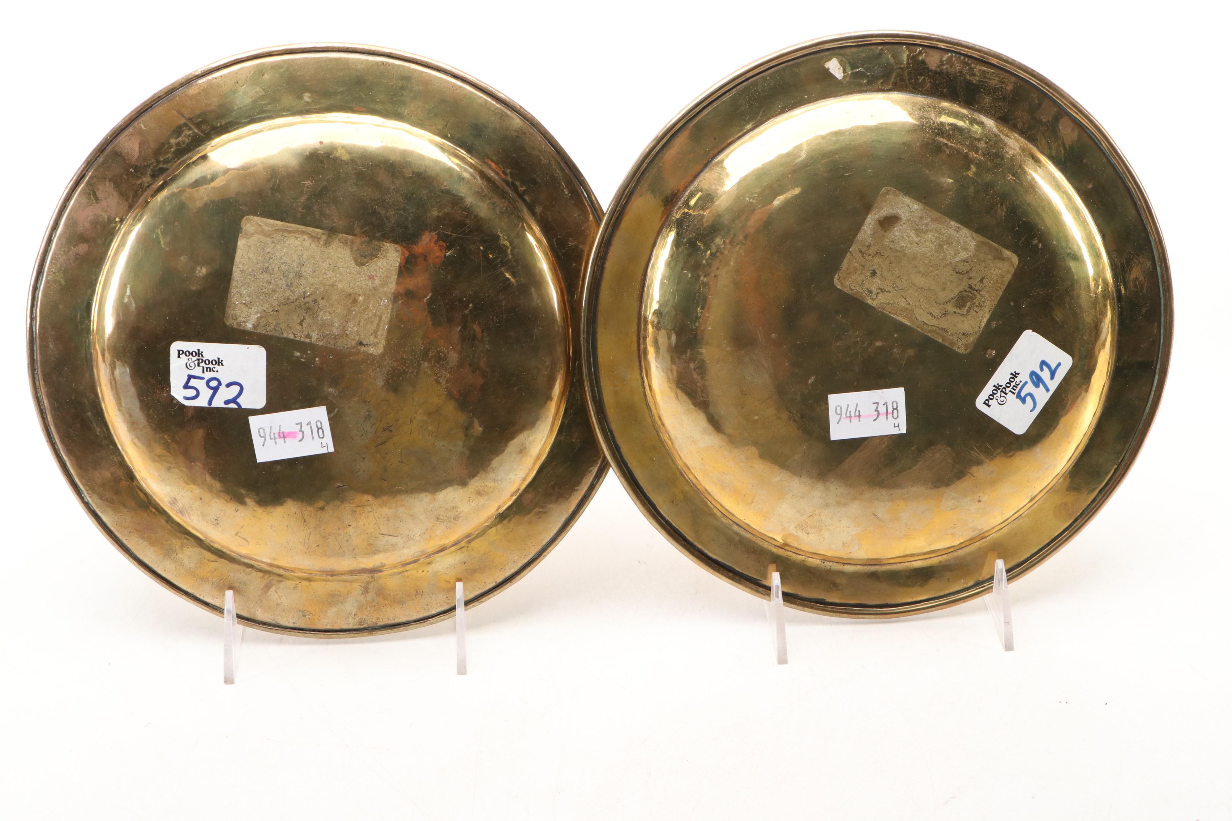 Dutch 18th Century Brass Plates with Dish Cross and Candle Snuffer Stand