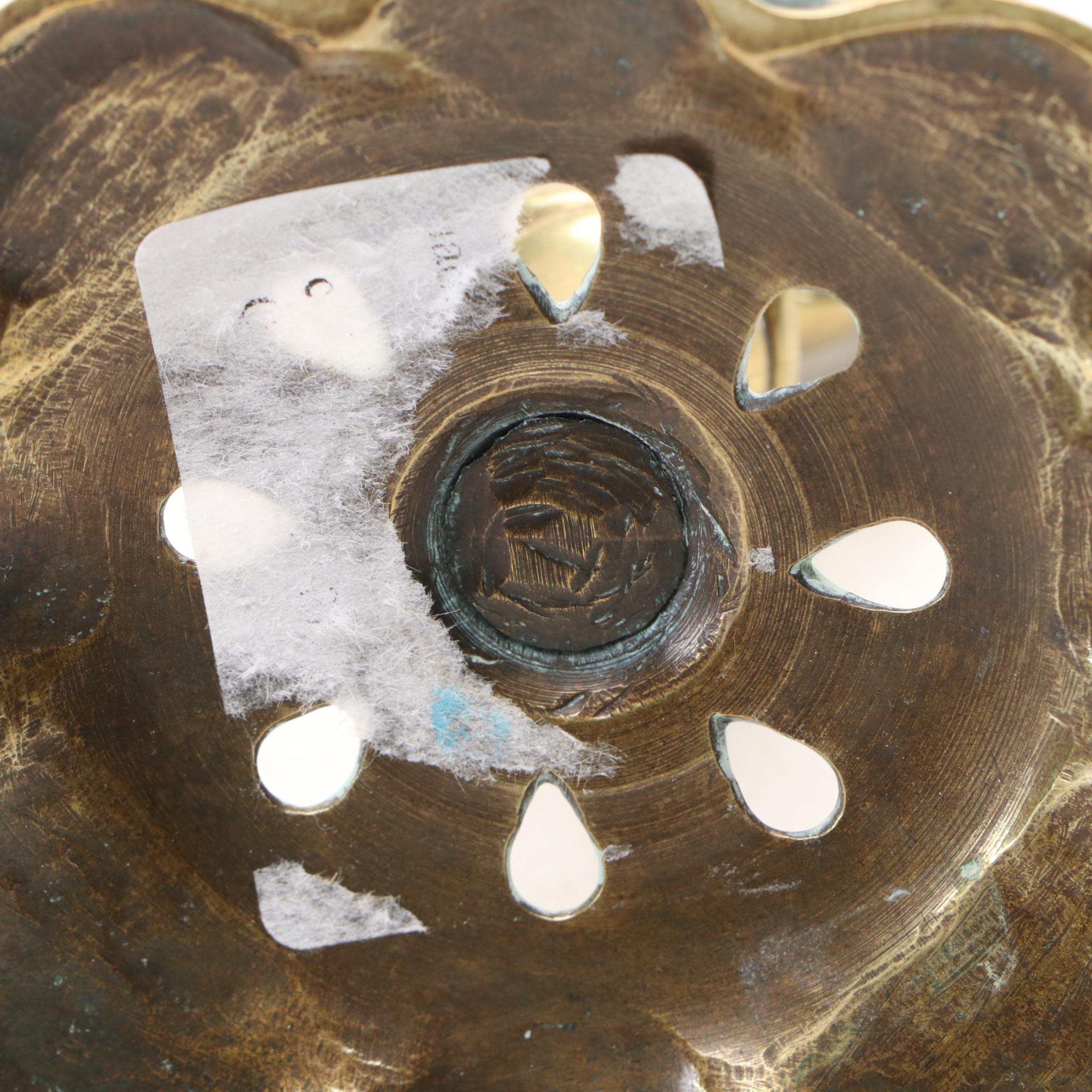 Dutch 18th Century Brass Plates with Dish Cross and Candle Snuffer Stand